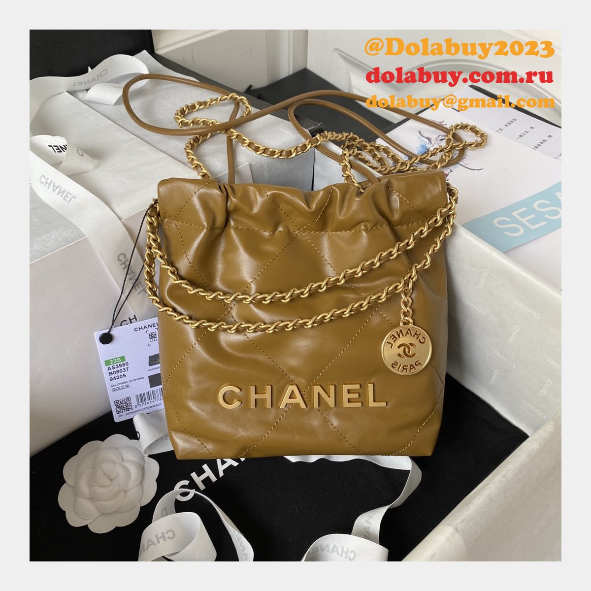 Luxury FASHION AS3980 CALFSKIN CC BAG 20CM