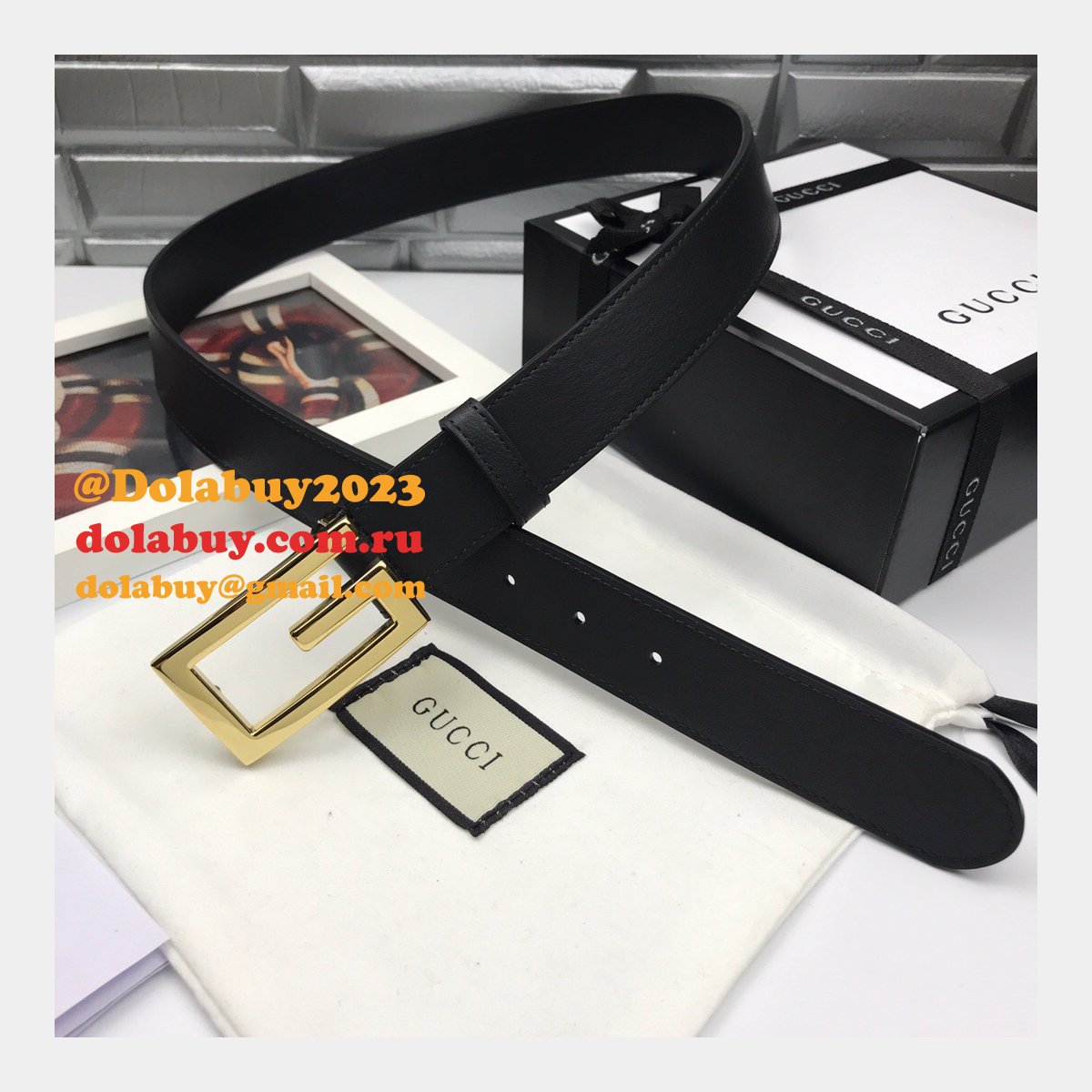 luxury G*u*i 35mm buckle black leather belt replica