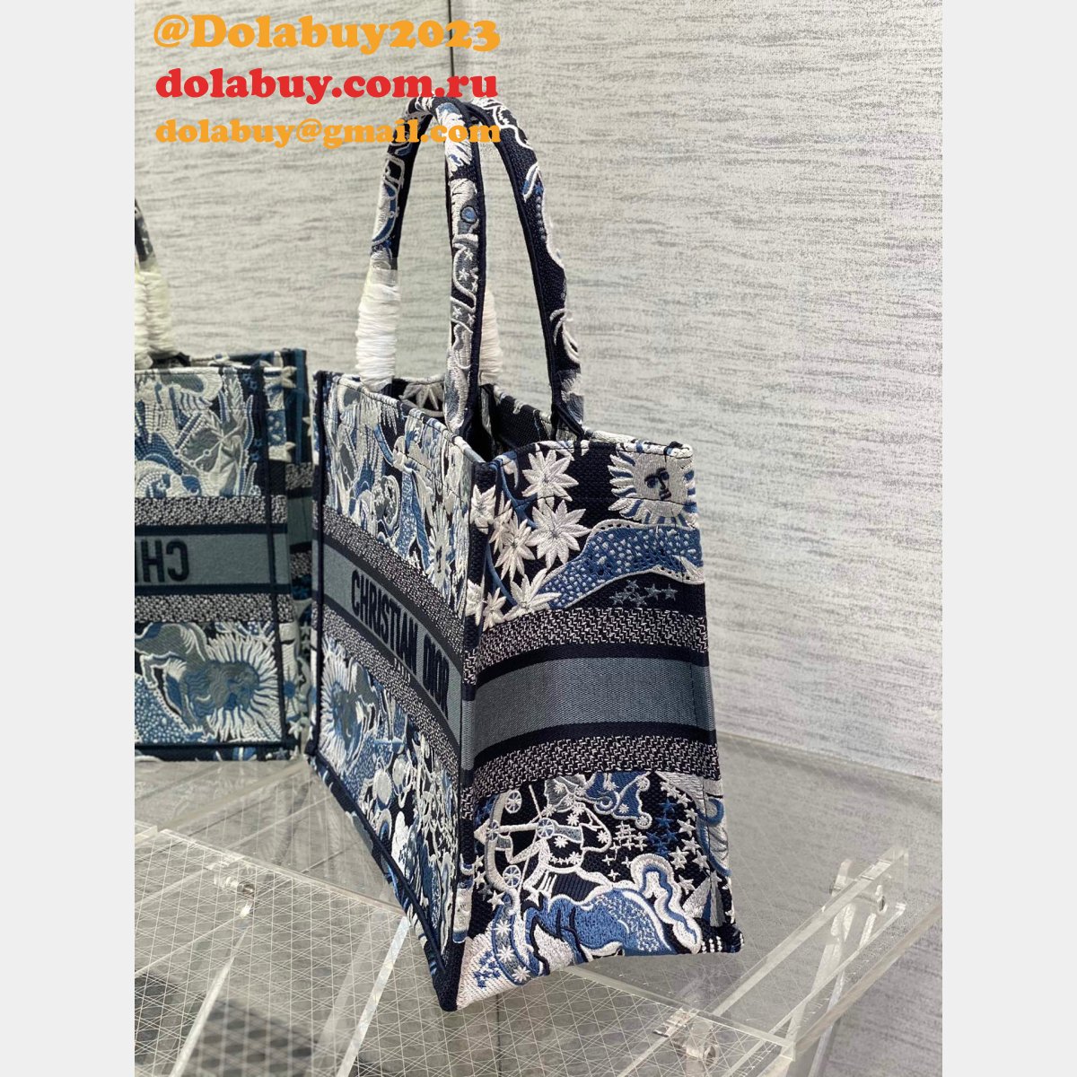 First Top Leather Fake Dior Designer CD Book Tote 36/41.5CM Bag