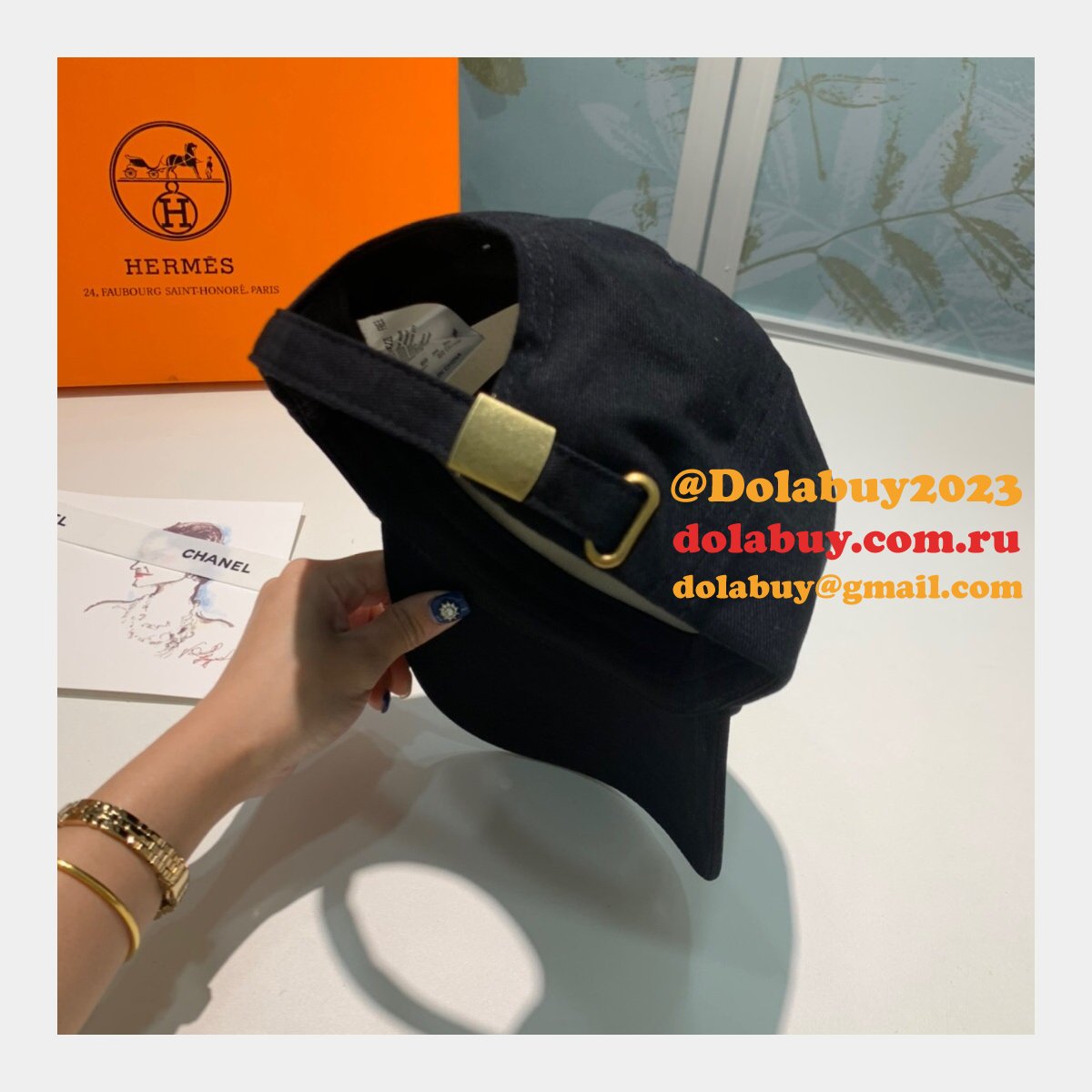 Hermes High Quality Canvas fabric Peaked cap