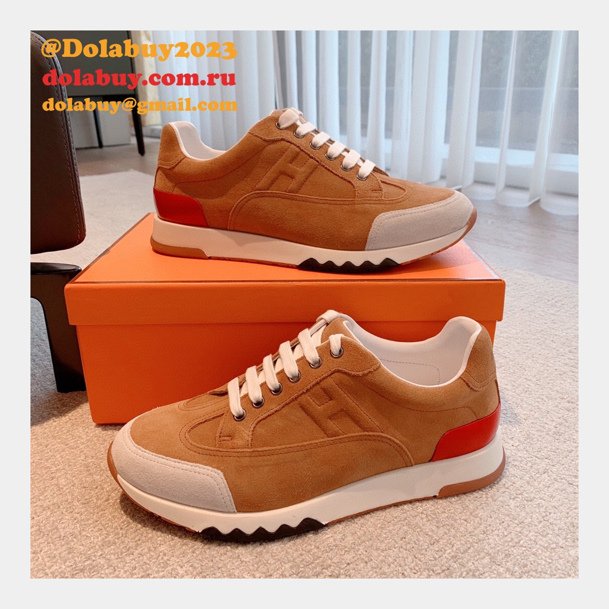 Wholesale Sneakers Leer Wit Hermes Knockoff Shoes