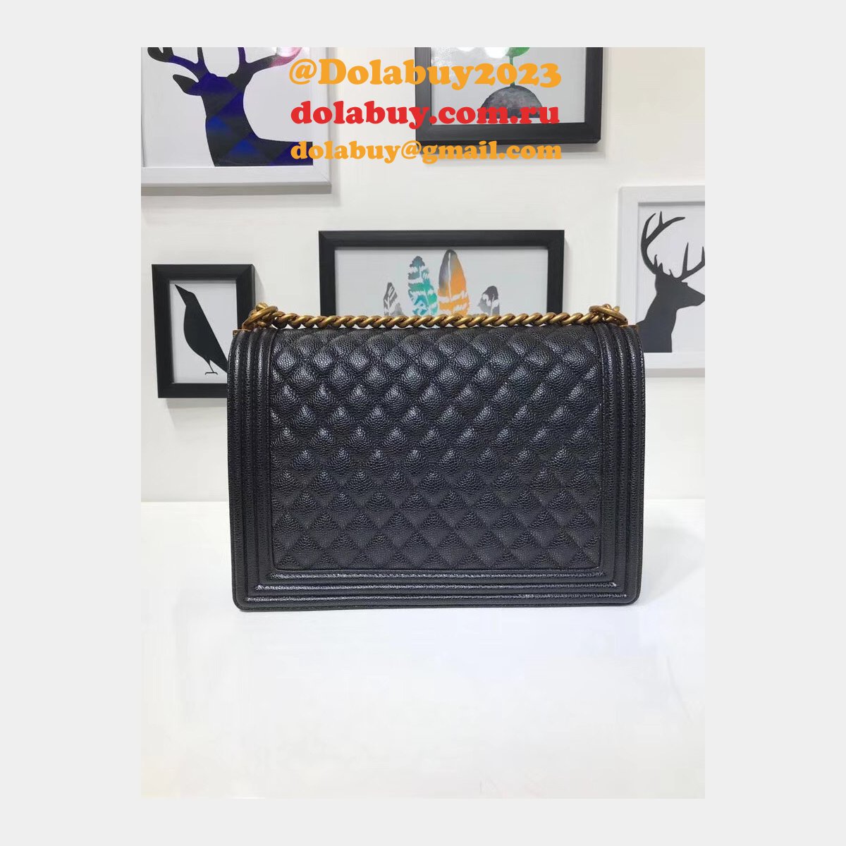 AAA+ Le Boy large Best Black Bags Caviar 30cm