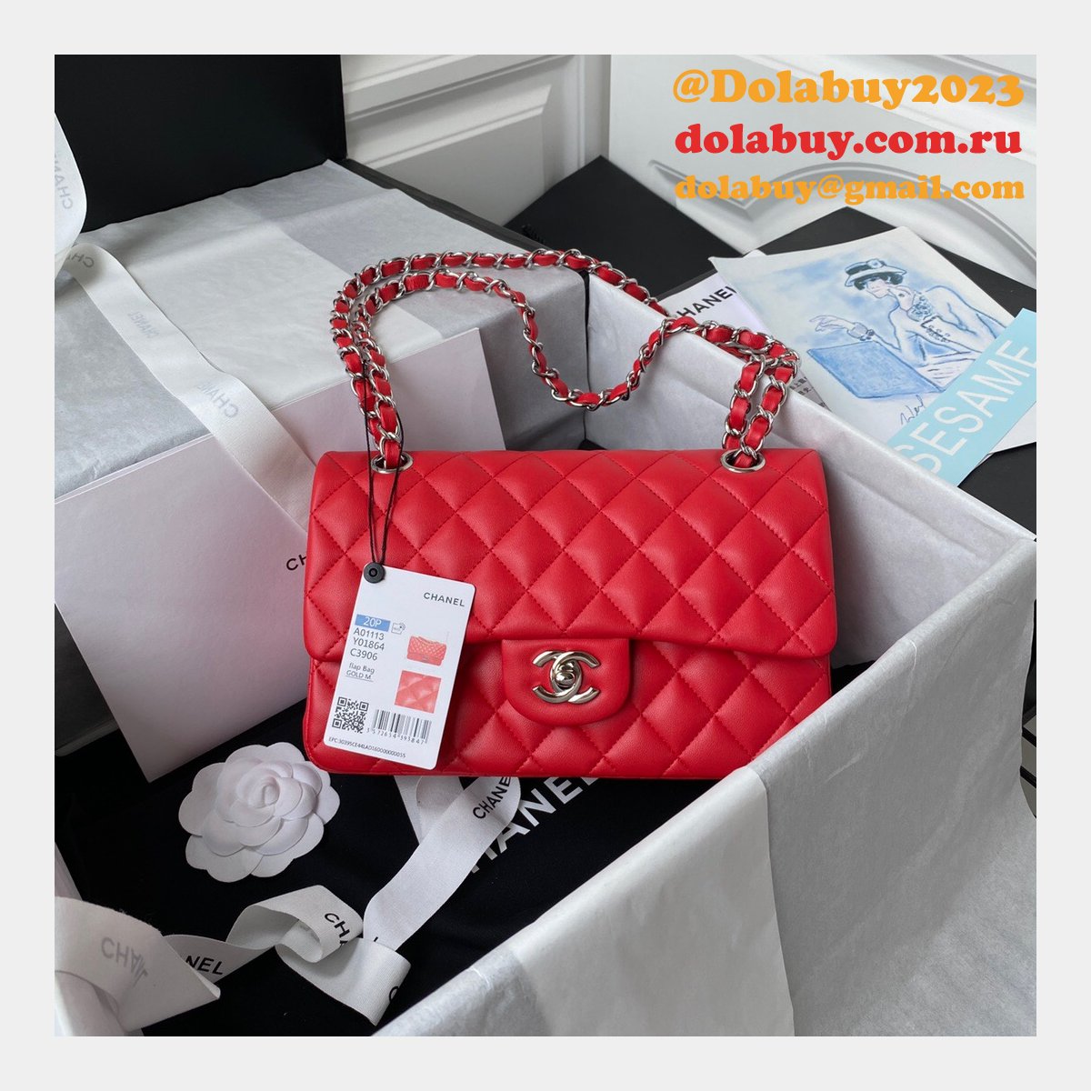 High Quality Replica Lambskin Classic Flap CF 23cm Bag