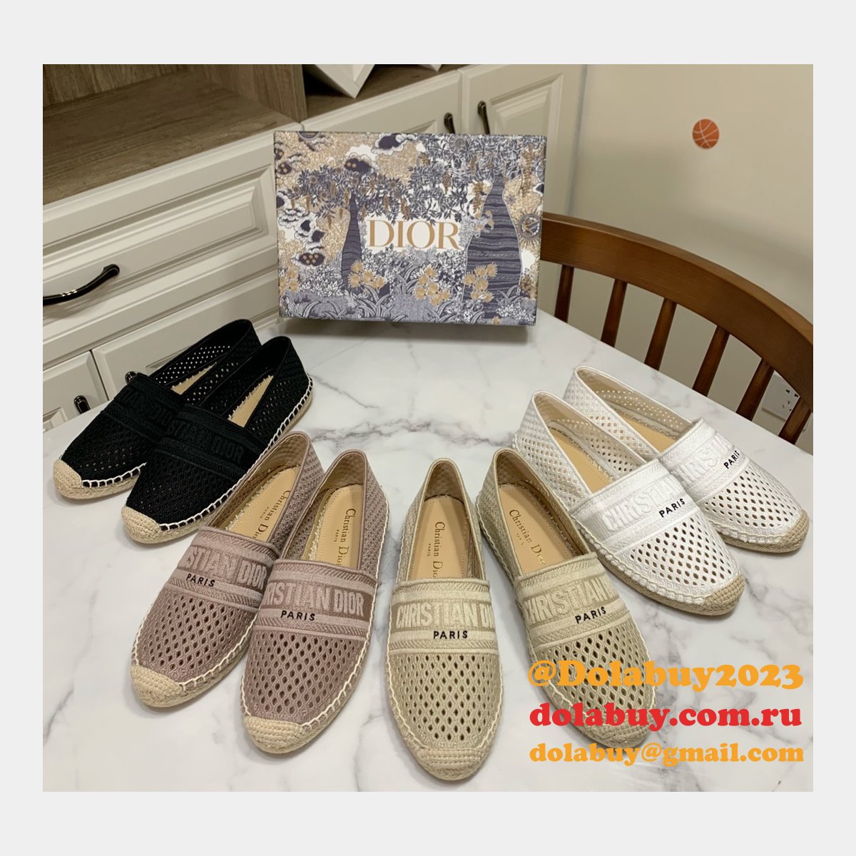 Perfect Dior Replica Openwork Embroidery Fisherman Shoes