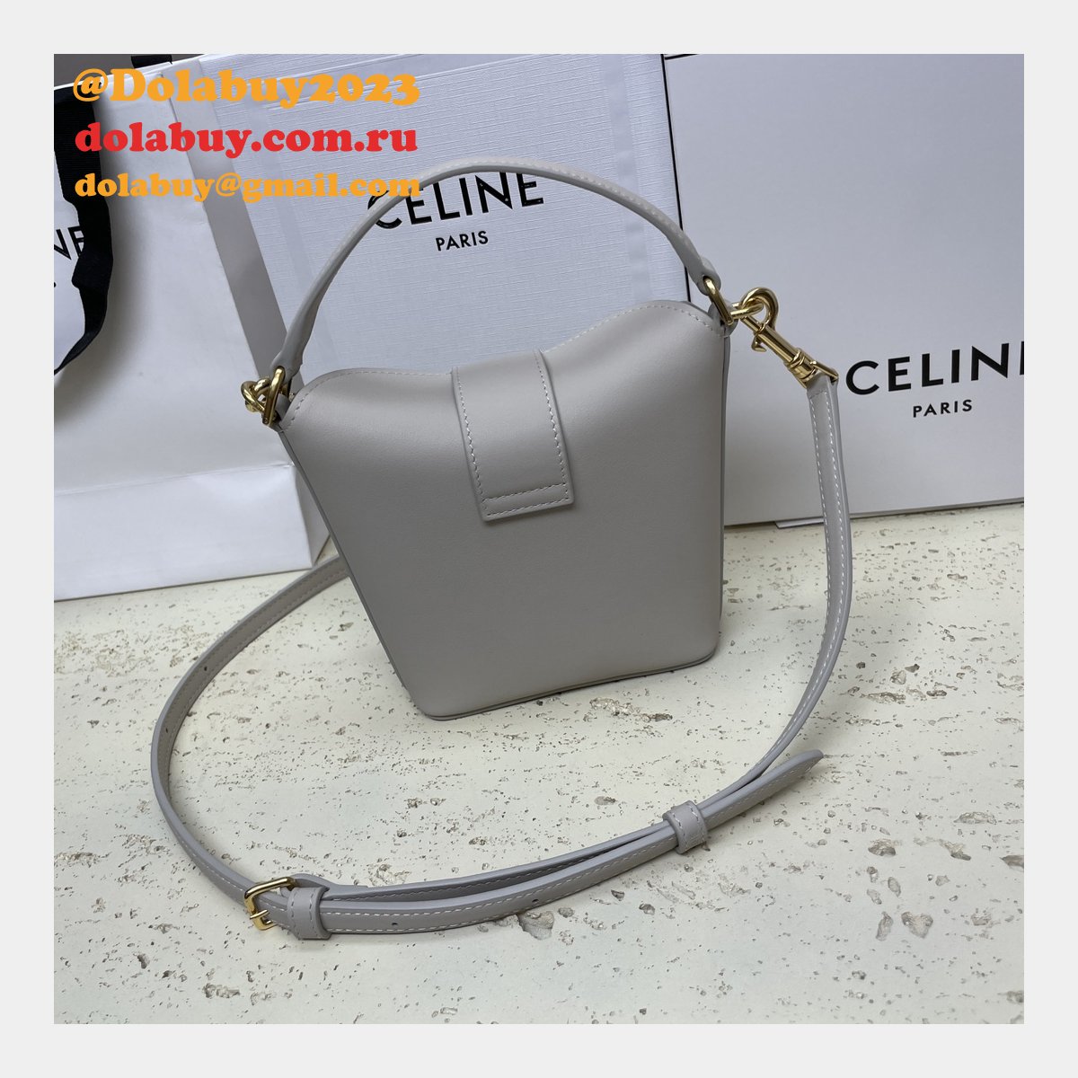 Top Quality Celine 10K943 Bucket Triomphe Smooth Designer Bag