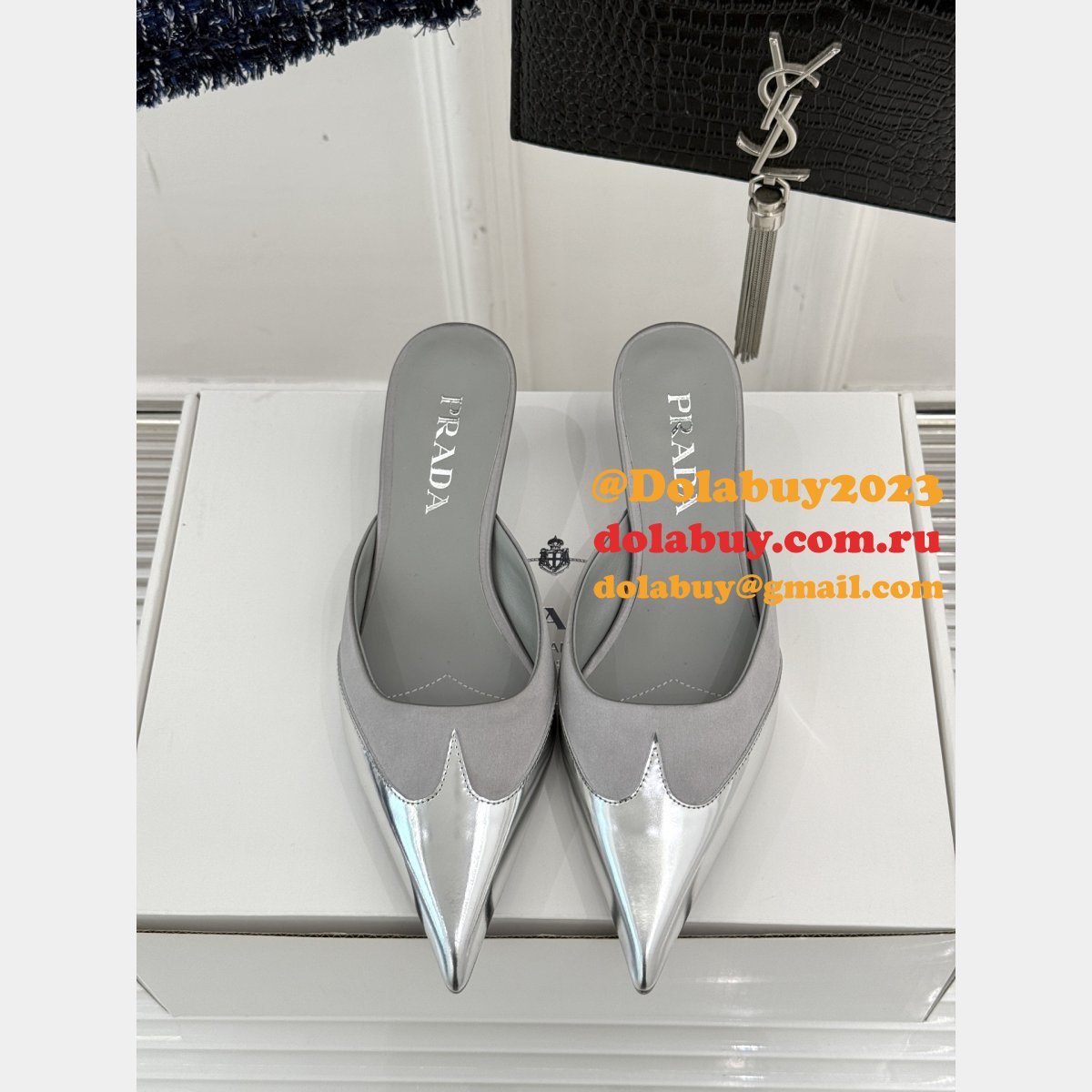 Designer Prada Satin Mules FROM THE RUNWAY