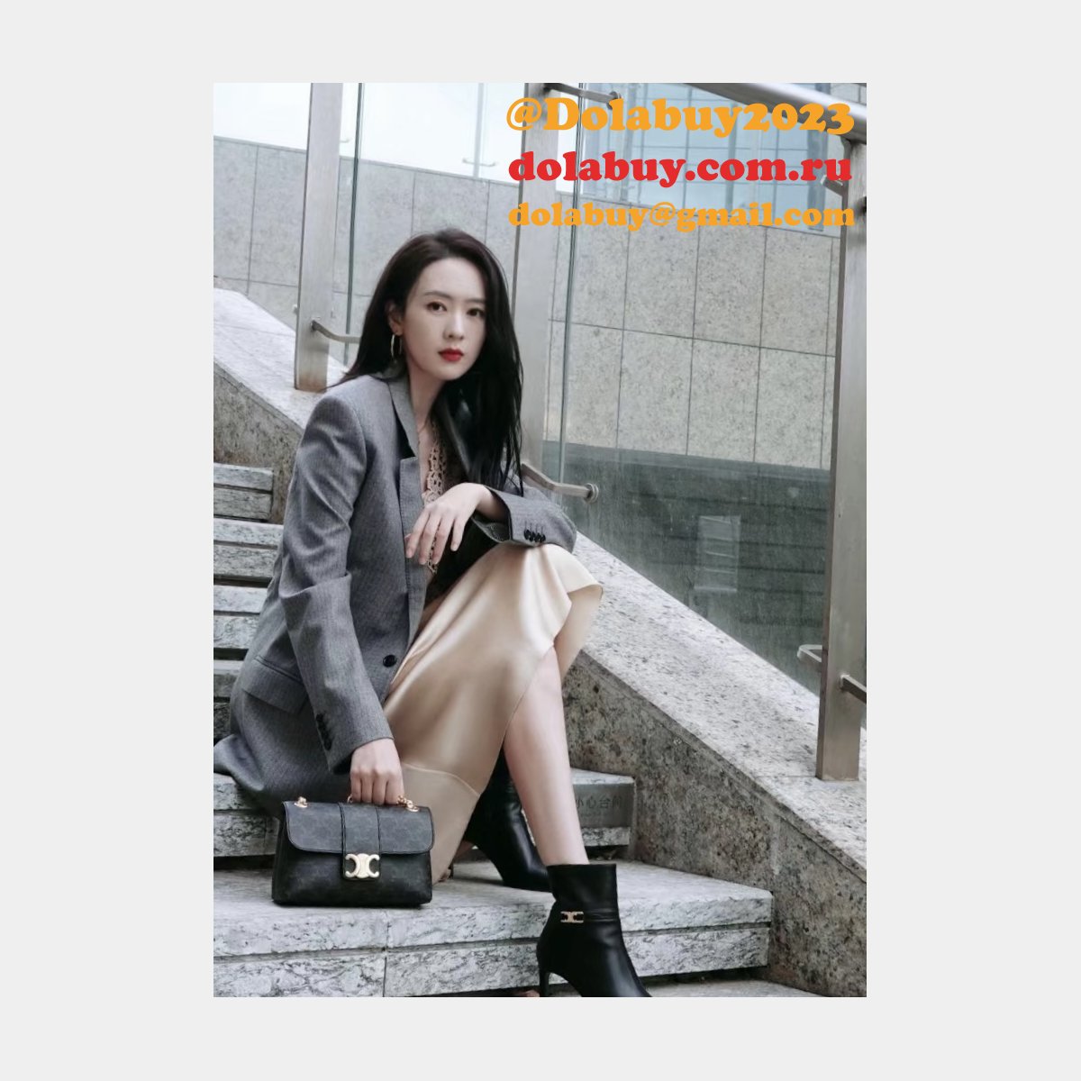 Celine Victoire Triomphe Canvas Tan 116593 Duplicate Bag