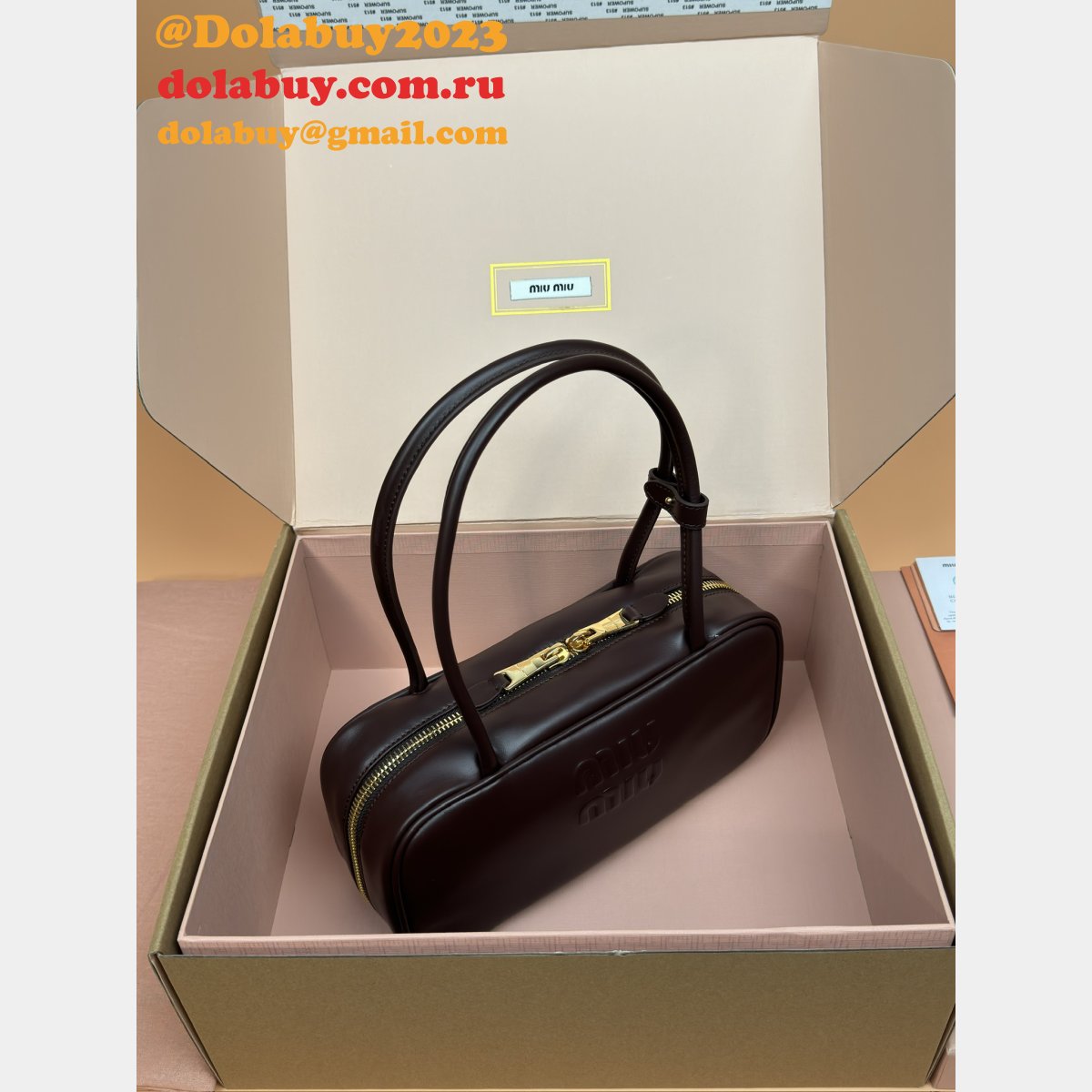 AAA+ Fashion MIU MIU 5BB173 Leather Beau Bag