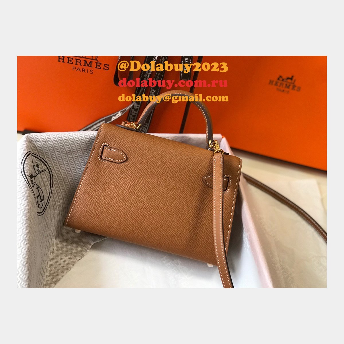 Camel Mini Kelly Replica Hermes Handbags