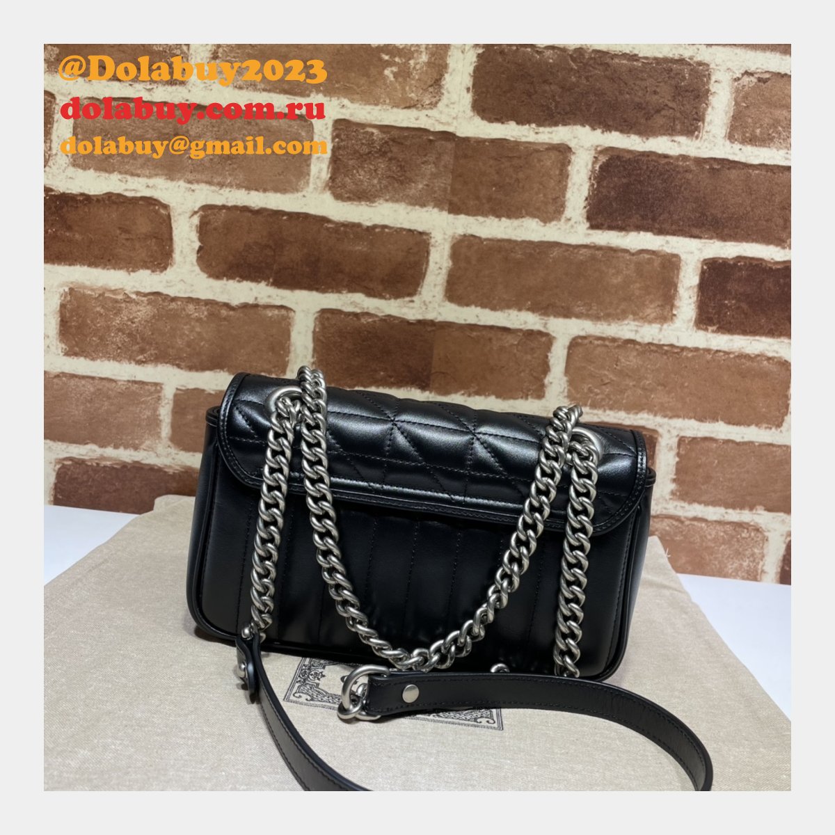 G*u*i designer copy gg marmont matelassé 446744 black bag