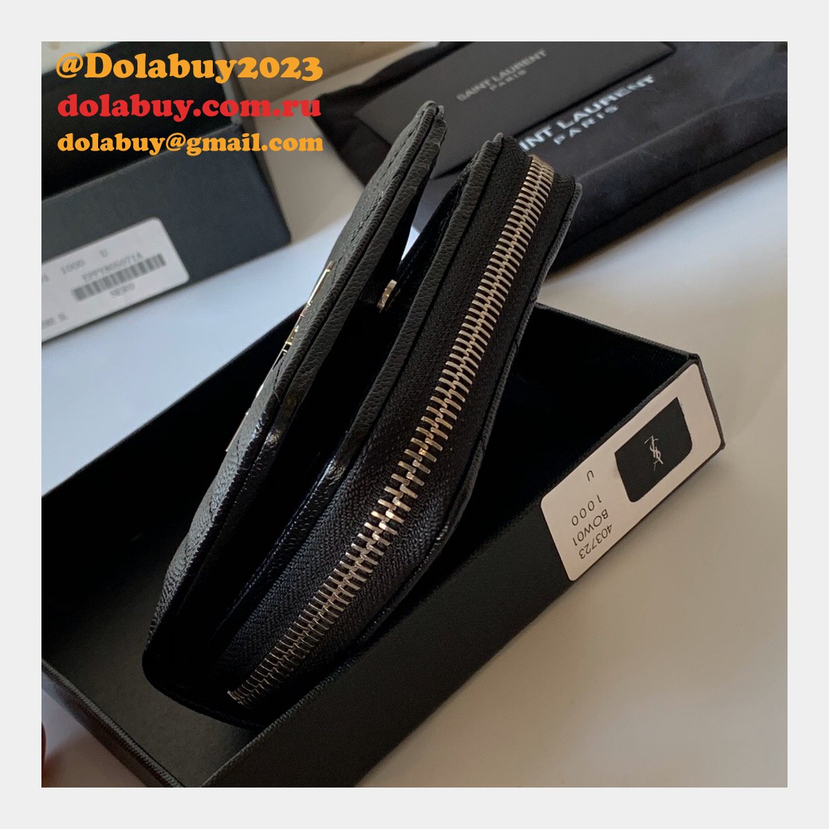 AAA+ Saint Laurent monogram compact zip around wallet black