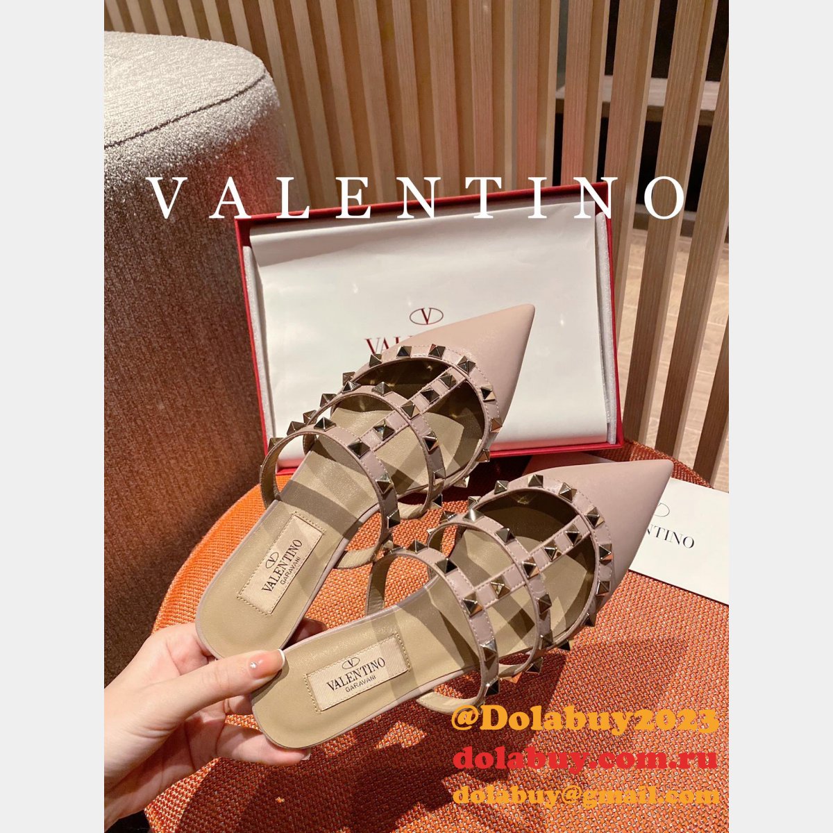 Wholesale ROCKSTUD PATENT-LEATHER MULE