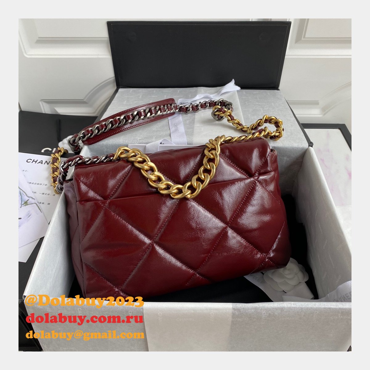 CC High Quality 19 Large Flap AS1161 Black/Red Fakes 30CM Bag