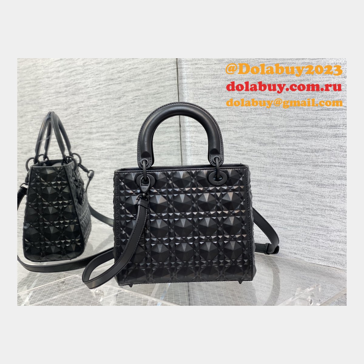 Christian Lady Dior 24cm AAA+ Replica Top Quality Black Bag
