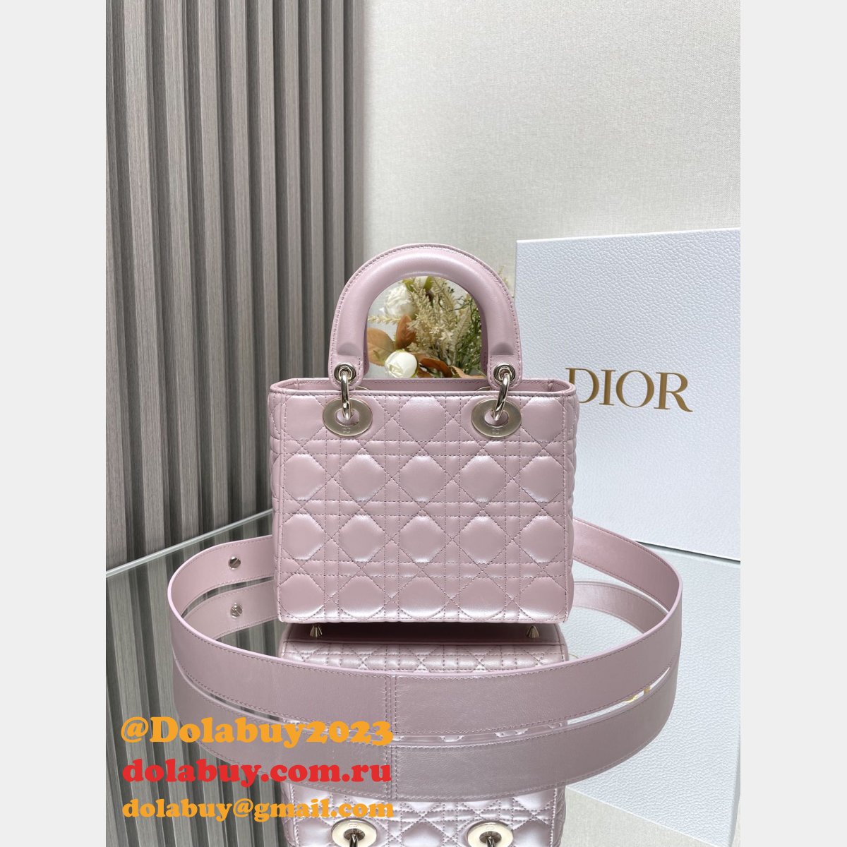 Best DIOR LADY MY ABC Wholesale PATENT LEATHER HANDBAG 20cm