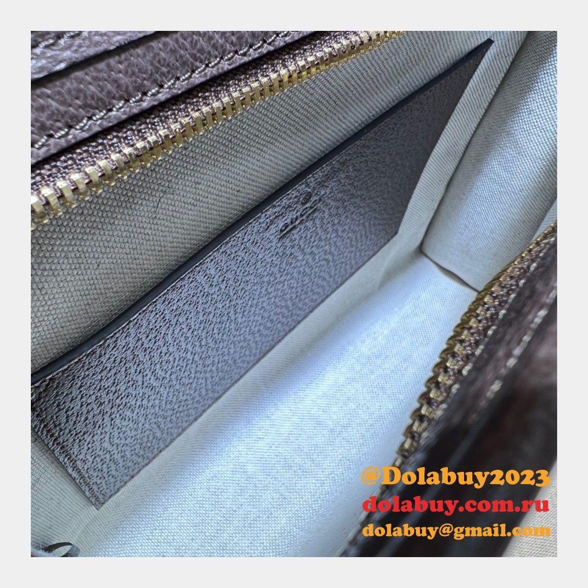 Gucci Replica 699318 Clutches Jumbo GG pouch camel ebony GG canvas