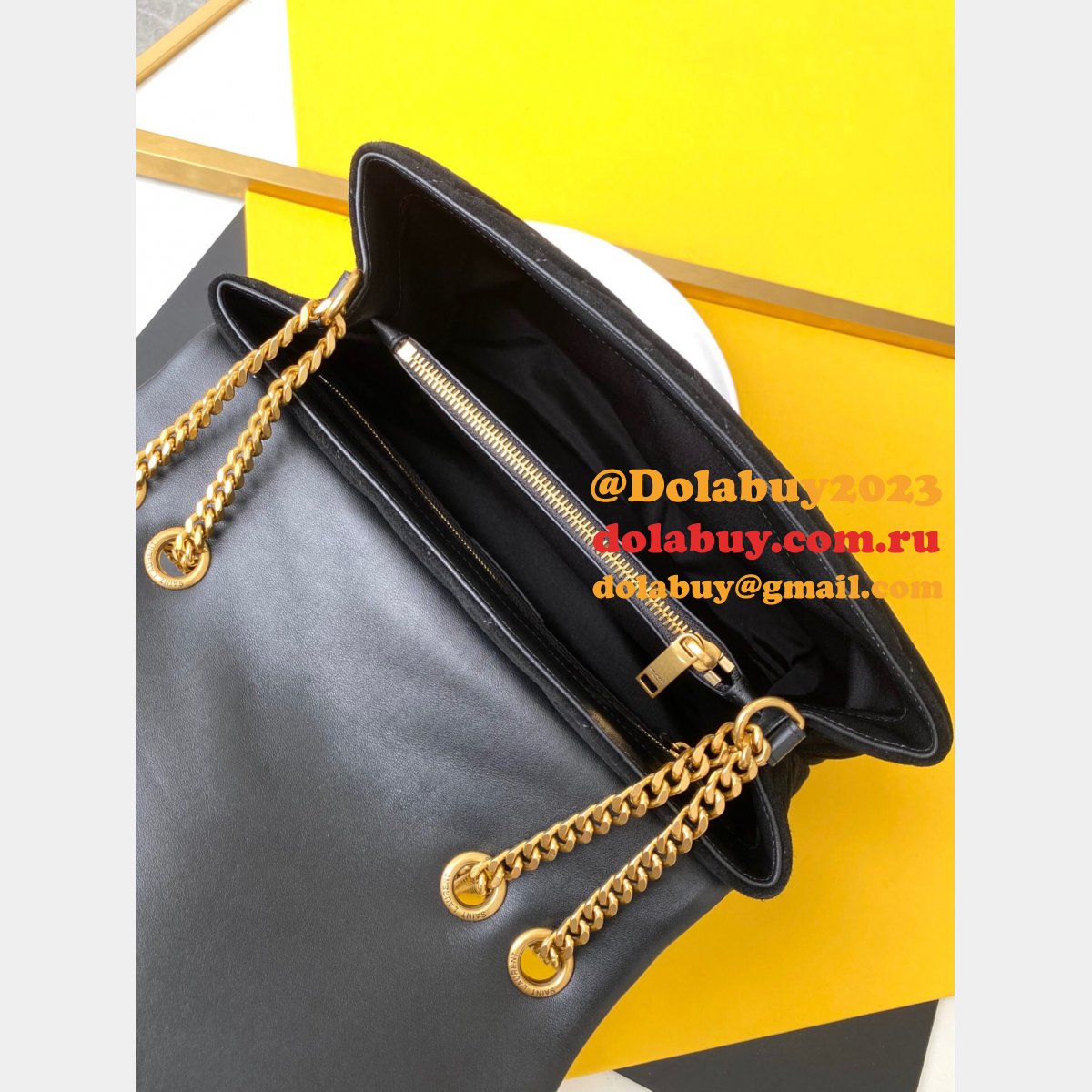 Replica AAA LouLou 32cm Saint Laurent Loulou Brown/Black Bags Collection