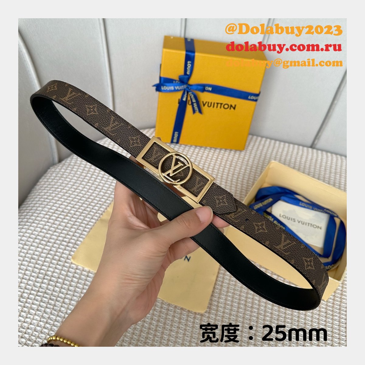 Designer Louis Vuitton Dauphine 25mm Reversible Belt