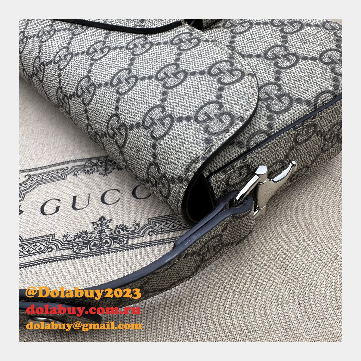 perfect G*u*i replica horsebit 764155 7 star 1955 shoulder beige bag