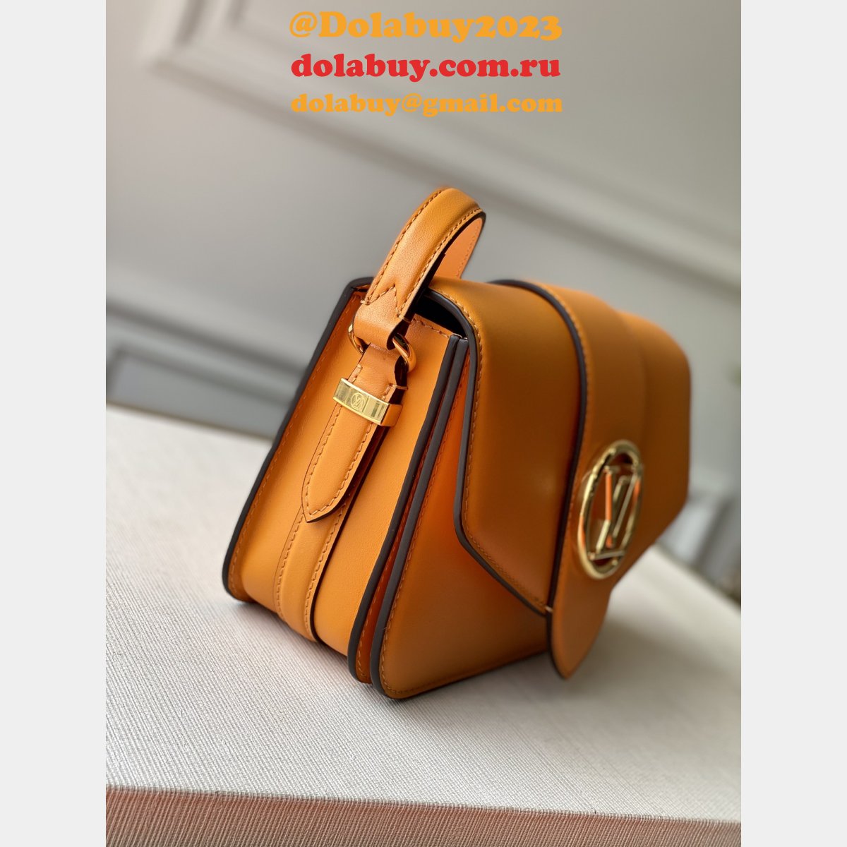 Top Quality Louis Vuitton M55946 LV Pont 9 Calfskin Leather Summer Gold Handbags