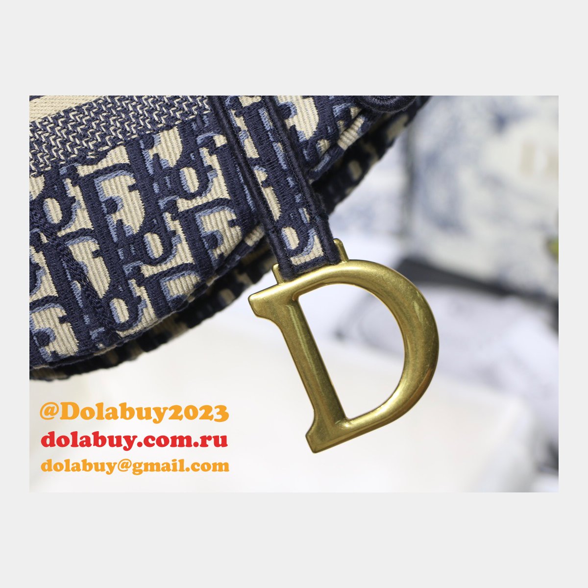 Replica Saddle Bag Blue Dior Oblique Jacquard