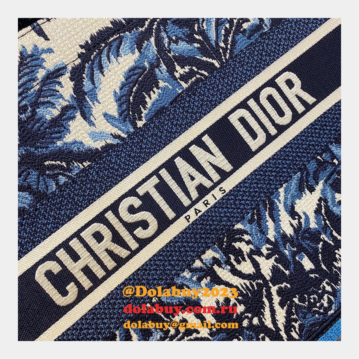 Christian Dior 7 Star Book Tote Oblique Termurah Replica Blue Bag