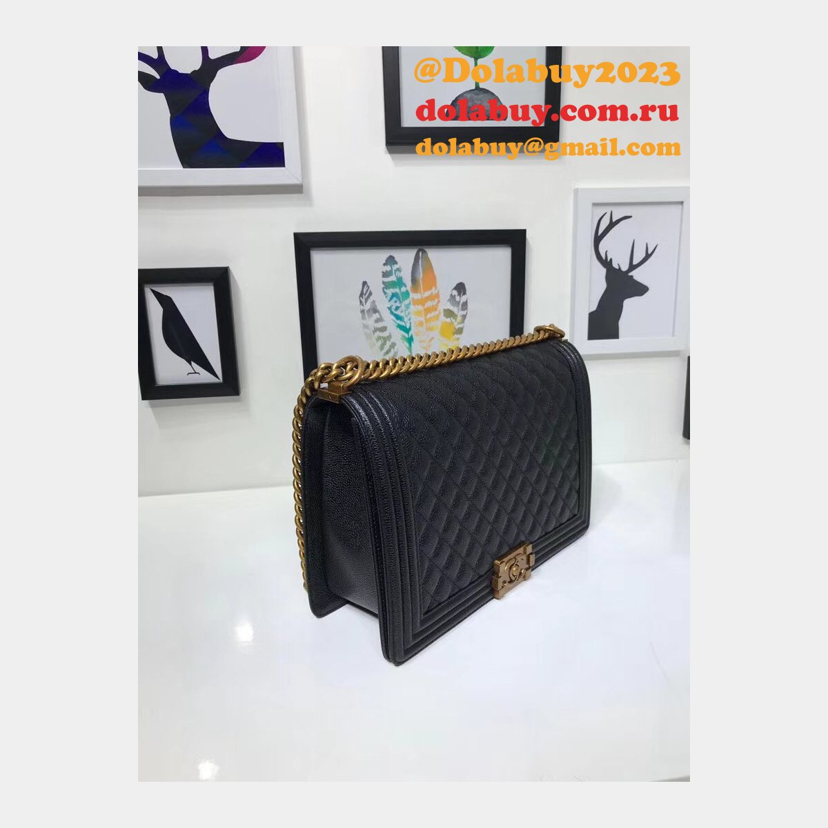 AAA+ Le Boy large Best Black Bags Caviar 30cm