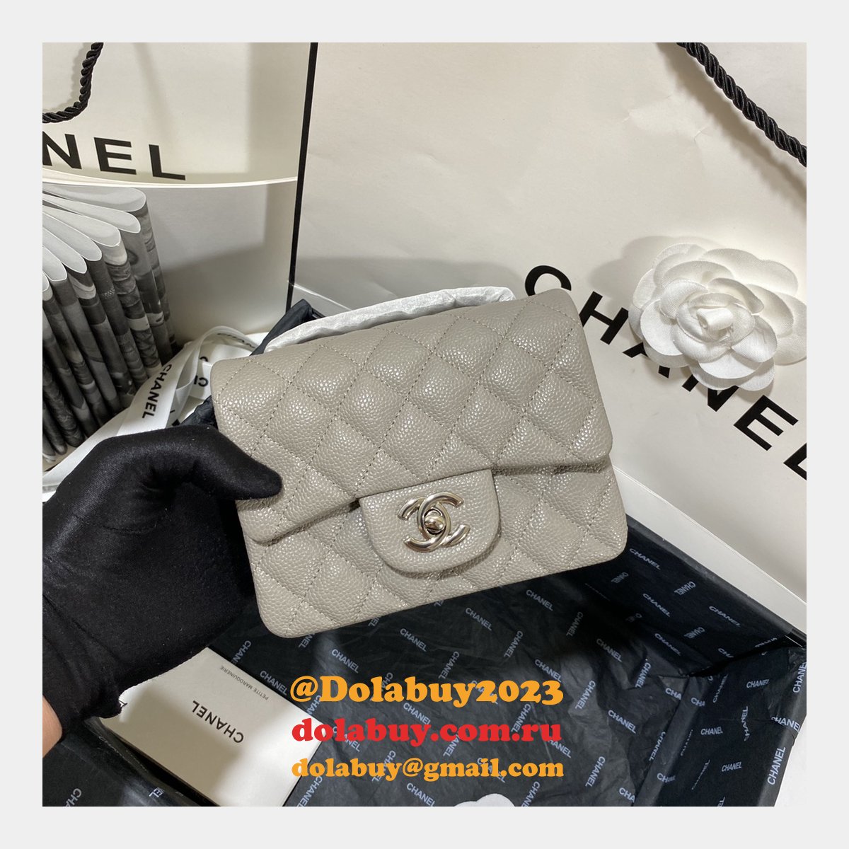 Perfect CC 17CM Classic Flap Caviar Leather Bag