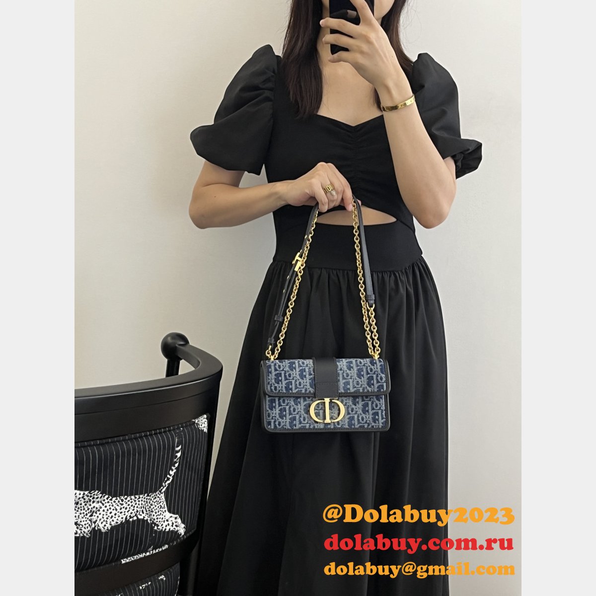 Luxury Christian Dior 9207 30 Montaigne East-West Denim Inspired Oblique Bag