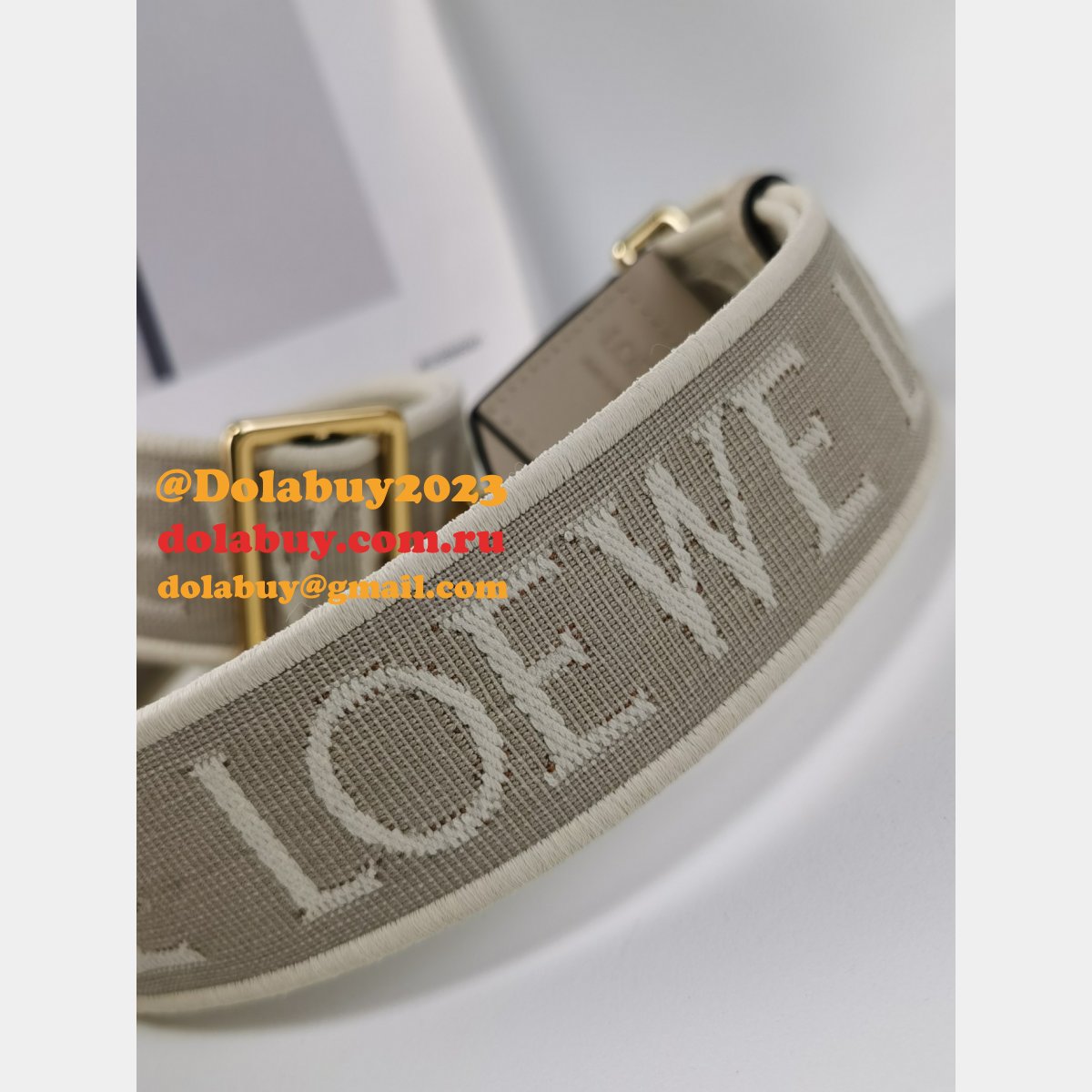 Best Loewe Anagram double-sided embroidered shoulder strap