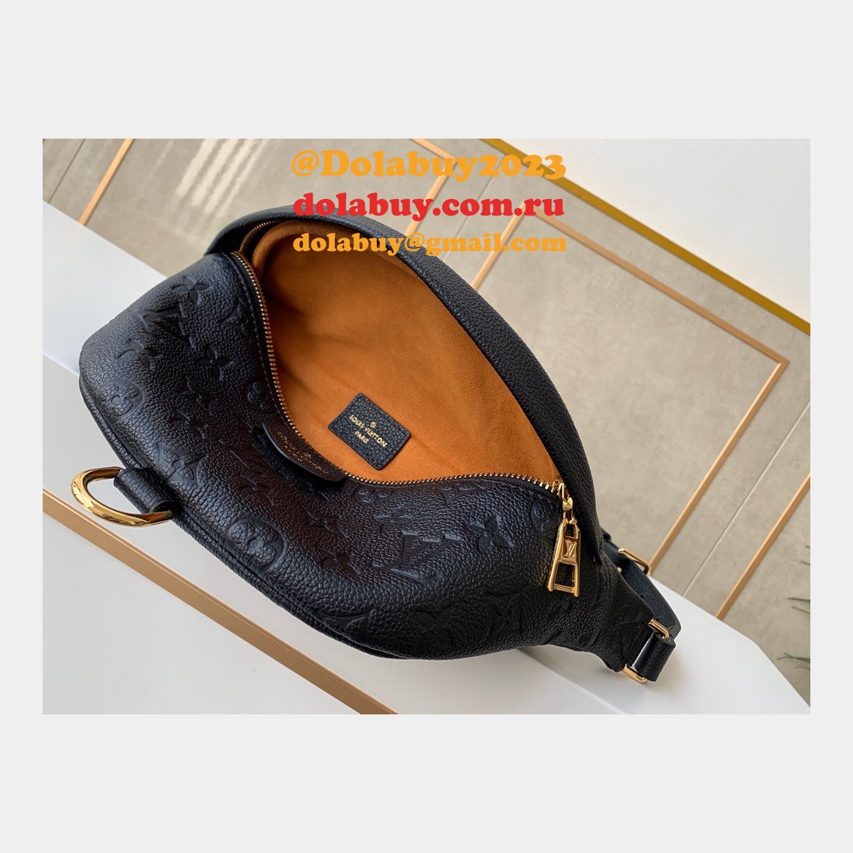 Louis Vuitton Replica Monogram Empreinte Bumbag M44812 Black/Cream