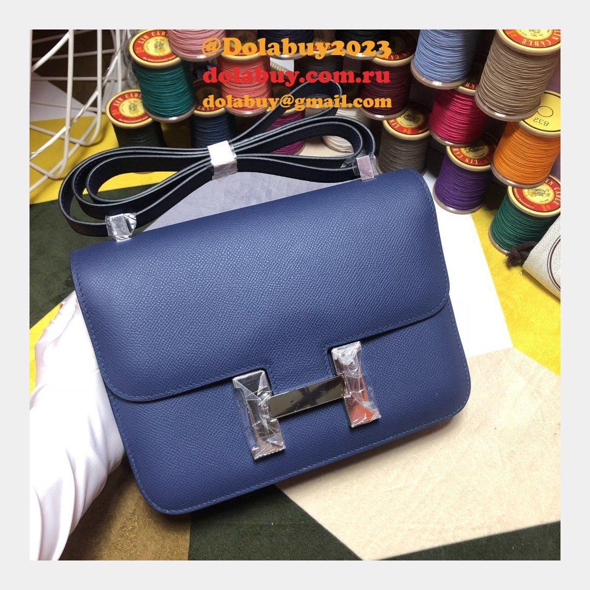 Hermes Constance Bag 23cm Epsom Leather dark blue