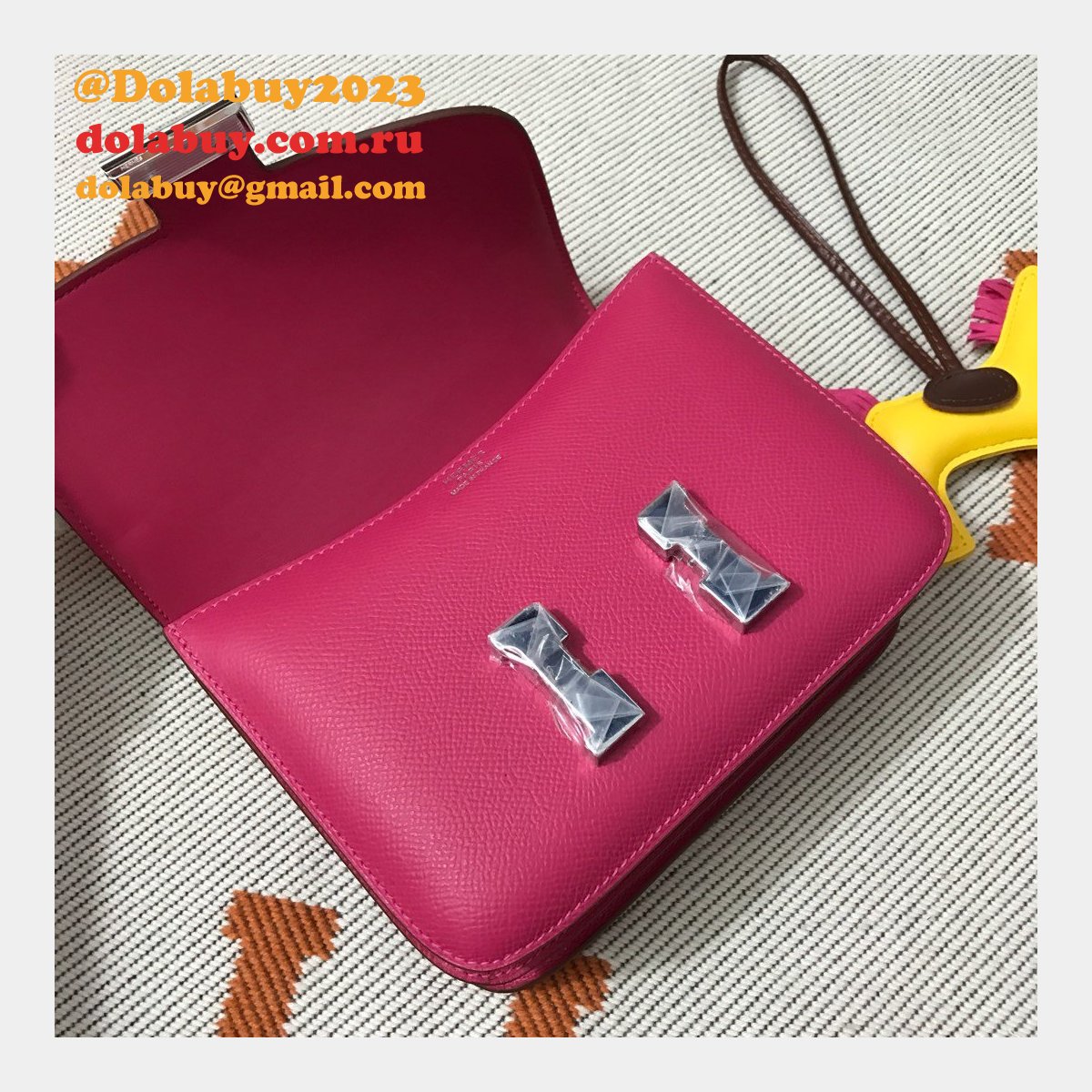 Hermes Constance Bag 18CM Epsom Leather Rose