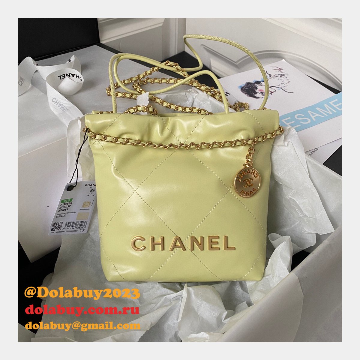 Luxury FASHION AS3980 CALFSKIN CC BAG 20CM