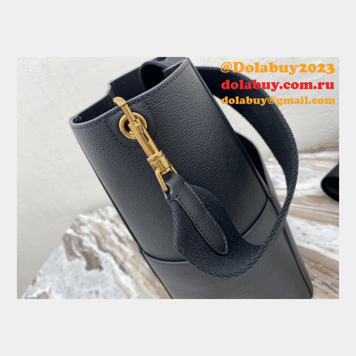 Celine Sangle Small Bucket bag black soft grained calfskin