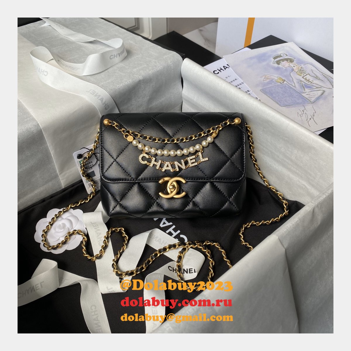 Top Quality CC Shiny Lambskin Crossbody Bag AS4986