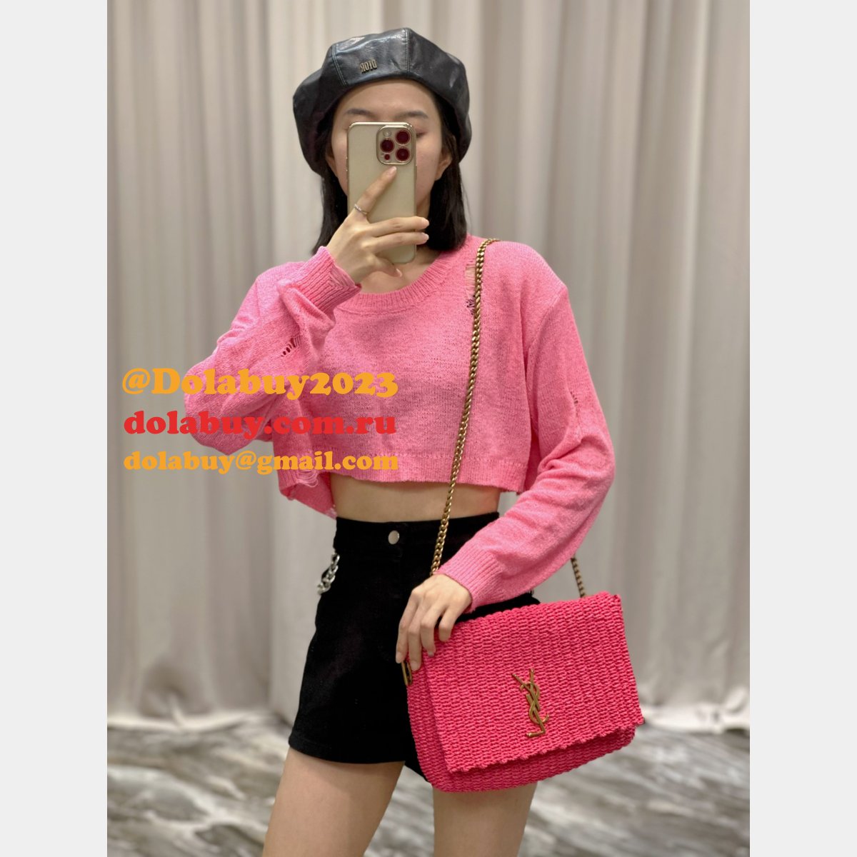 Designer Replica Saint Laurent Kate Clutch 553804 Rose Bag