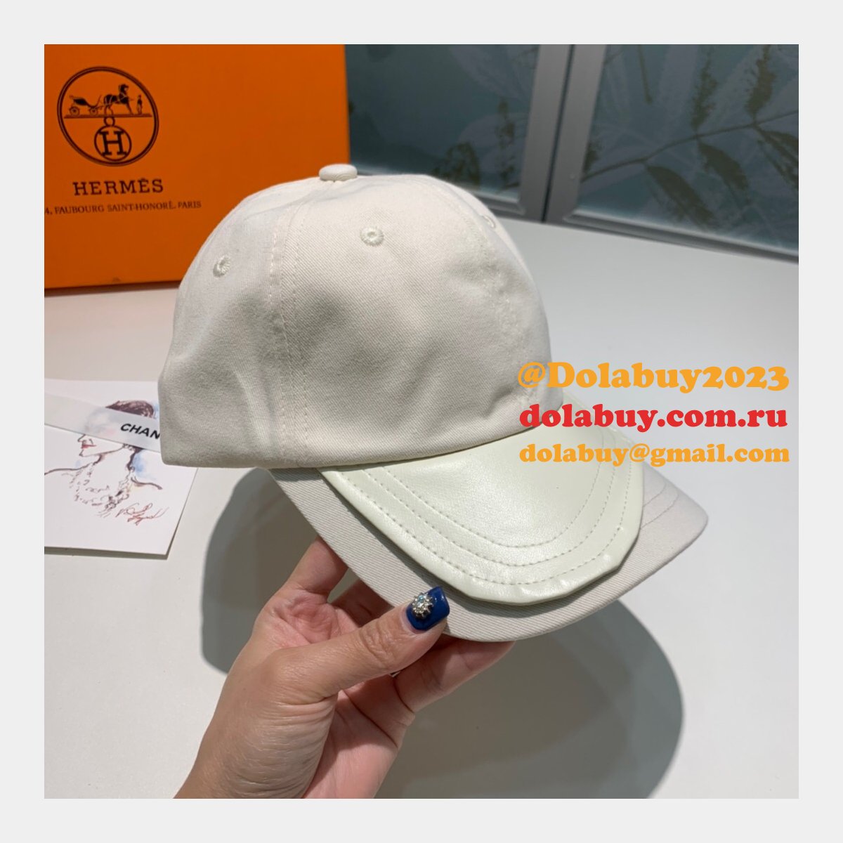 Hermes High Quality Canvas fabric Peaked cap