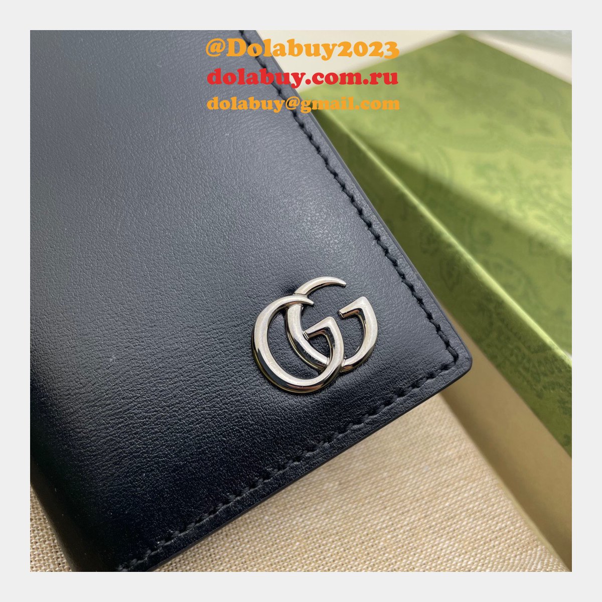 high quality G*u*i replica 547075 gg marmont card case in black leather