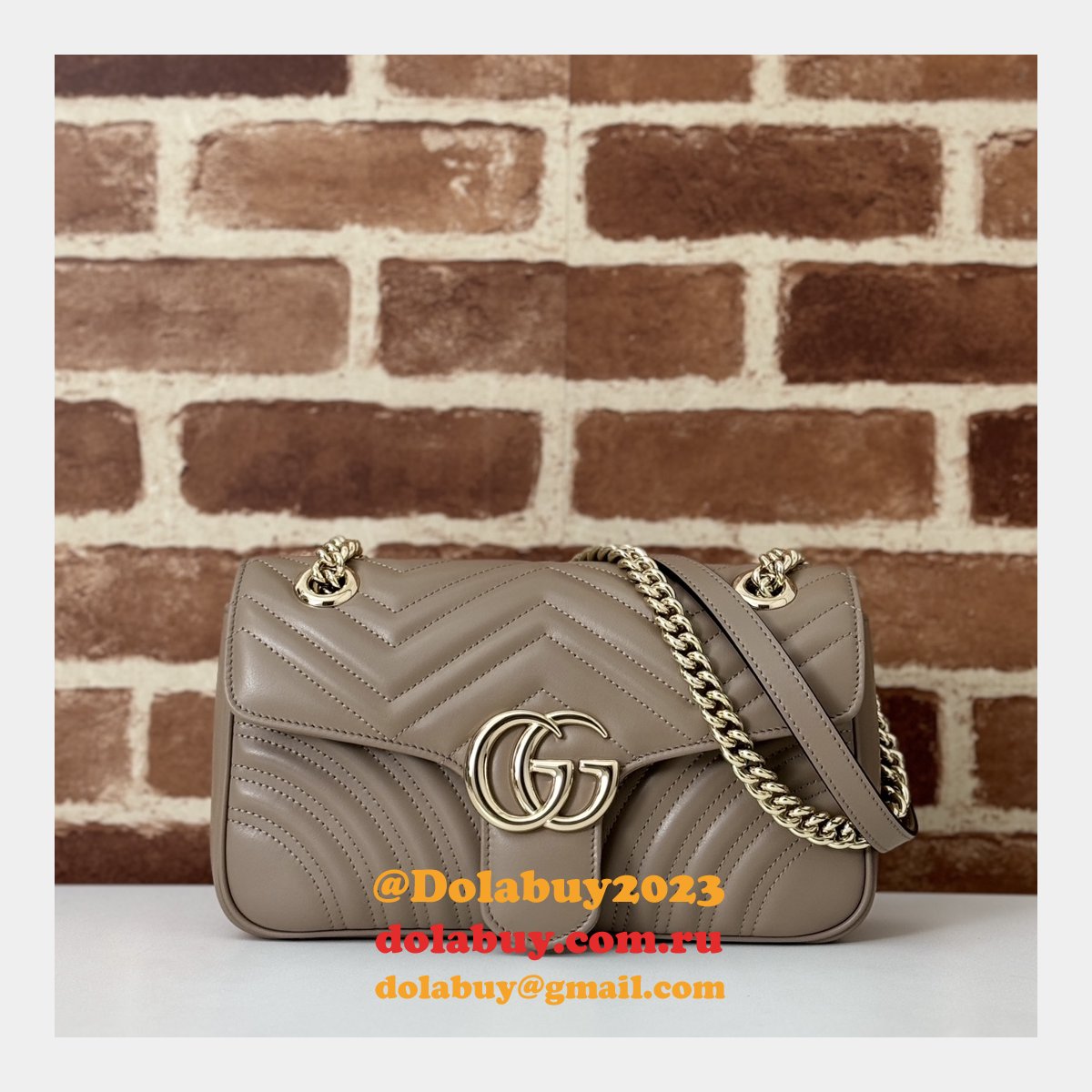 Gucci Designer GG Marmont 443497 Small Shoulder Fake Bag