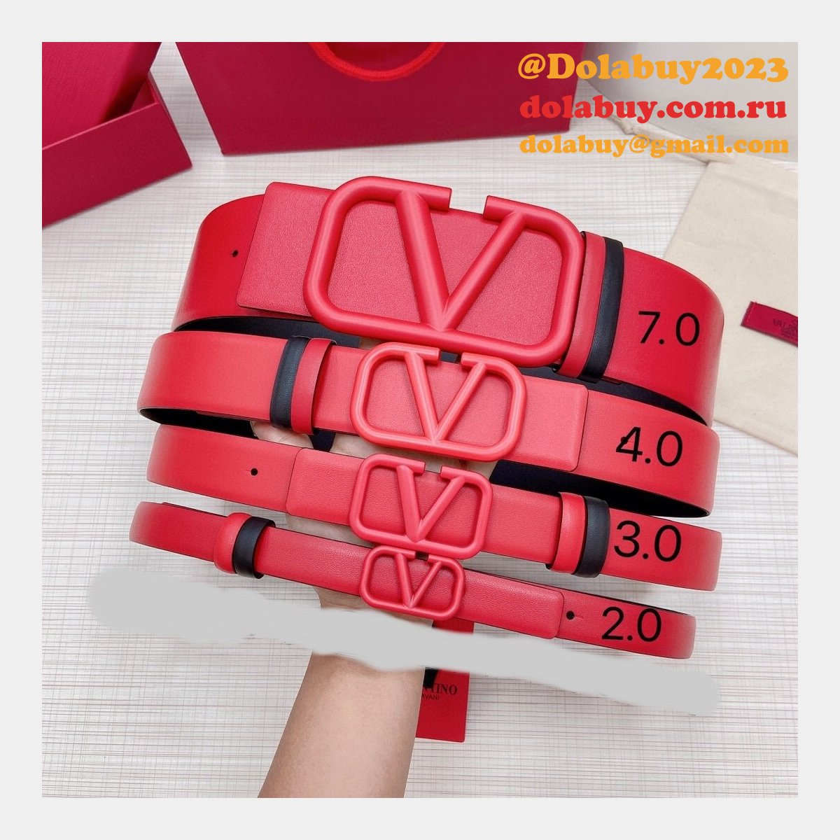 Wholesale Replica Valentino Black/Red Belts