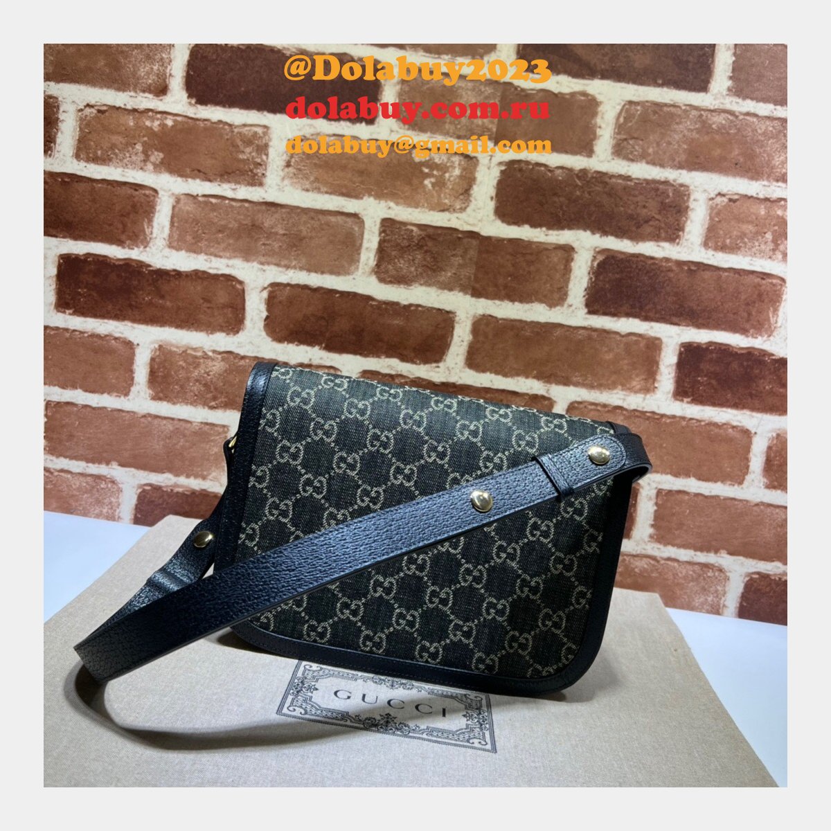 G*u*i designer horsebit 1955 shoulder 602204 fake bag in black and ivory gg