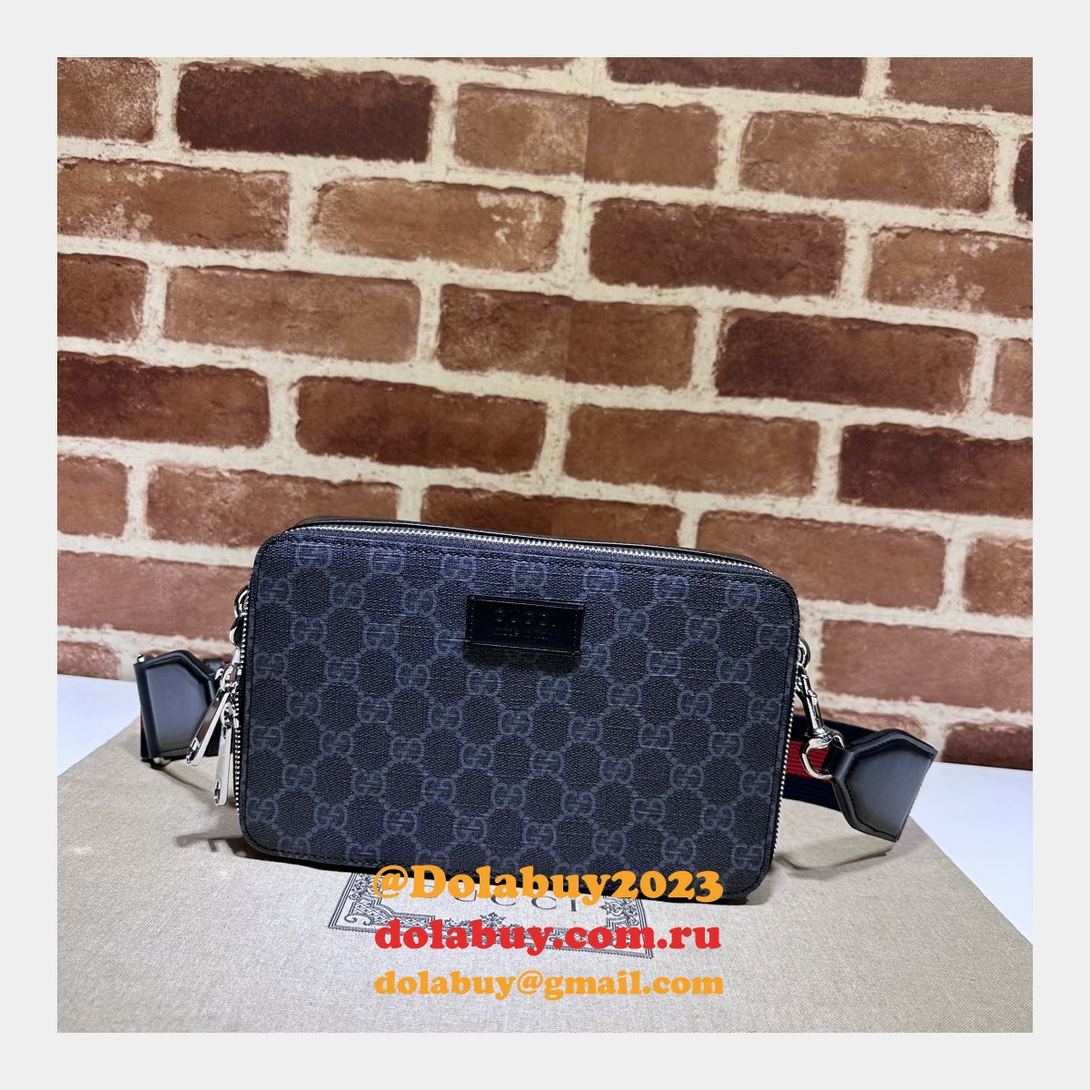 GG Supreme Leathergoods Gucci Replicas 774161 Mens Shoulder Bag