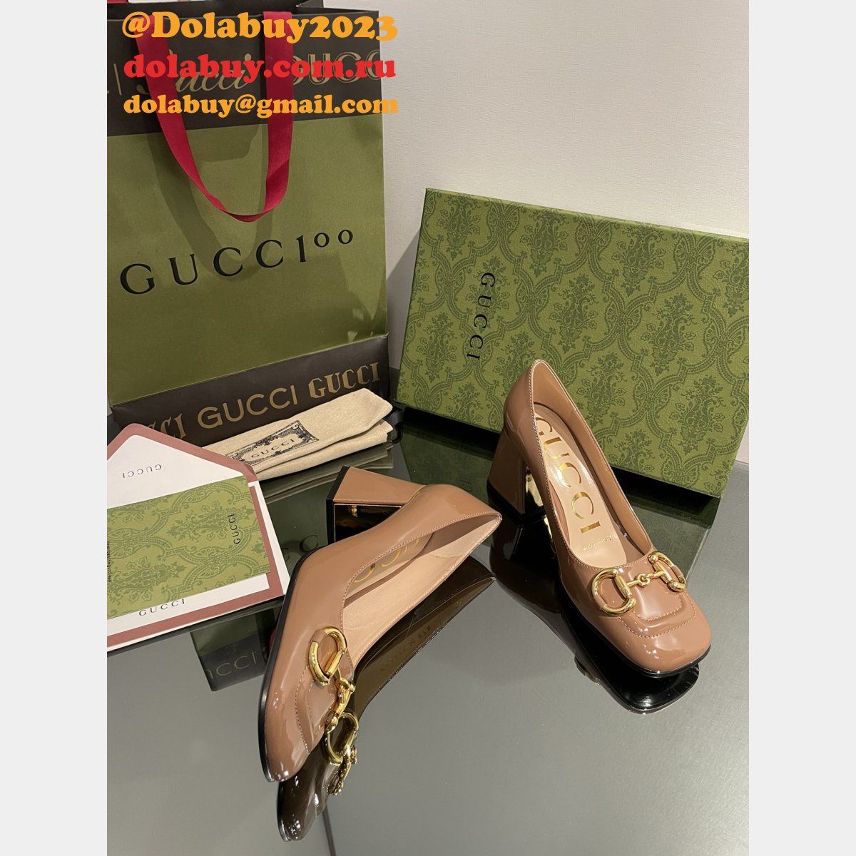 pump patent heels ballet flat horsebit replica G*u*i shoes