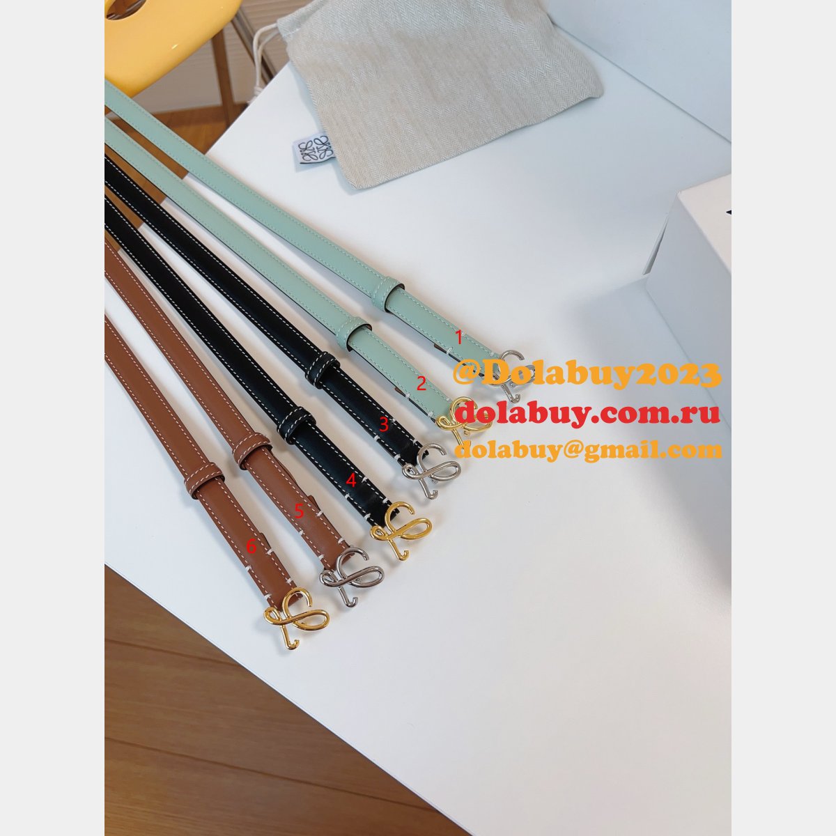 Wholesale Loewe Women Belt 1:1 Mirror Smooth 1.5cm Width