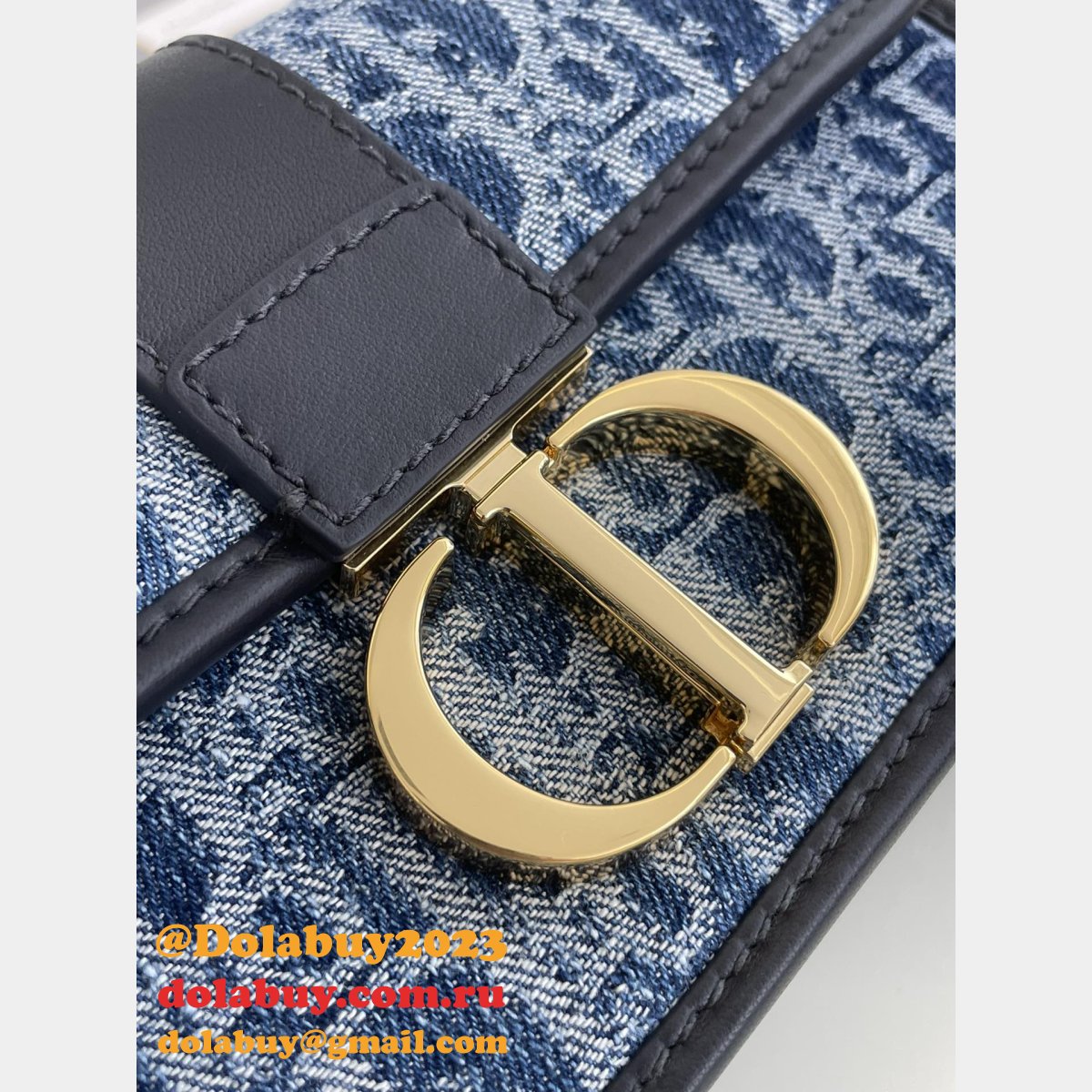 Luxury Christian Dior 9207 30 Montaigne East-West Denim Inspired Oblique Bag