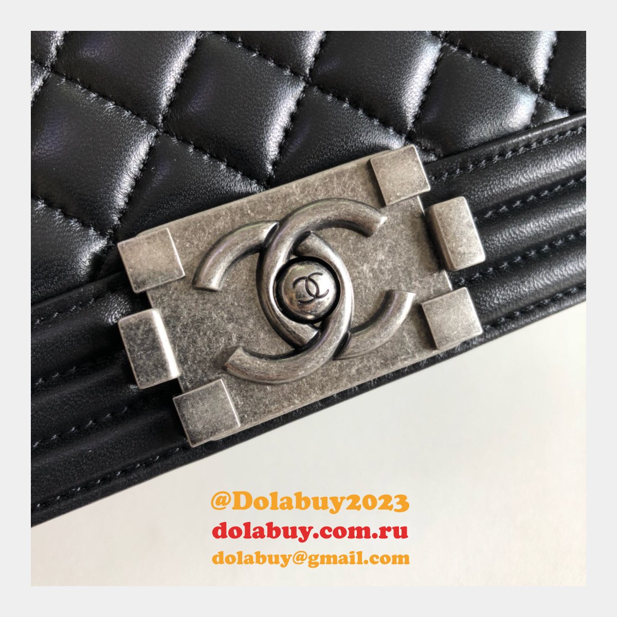 Fashion CC Le Boy Top Quality Black Bags lambskin 25cm