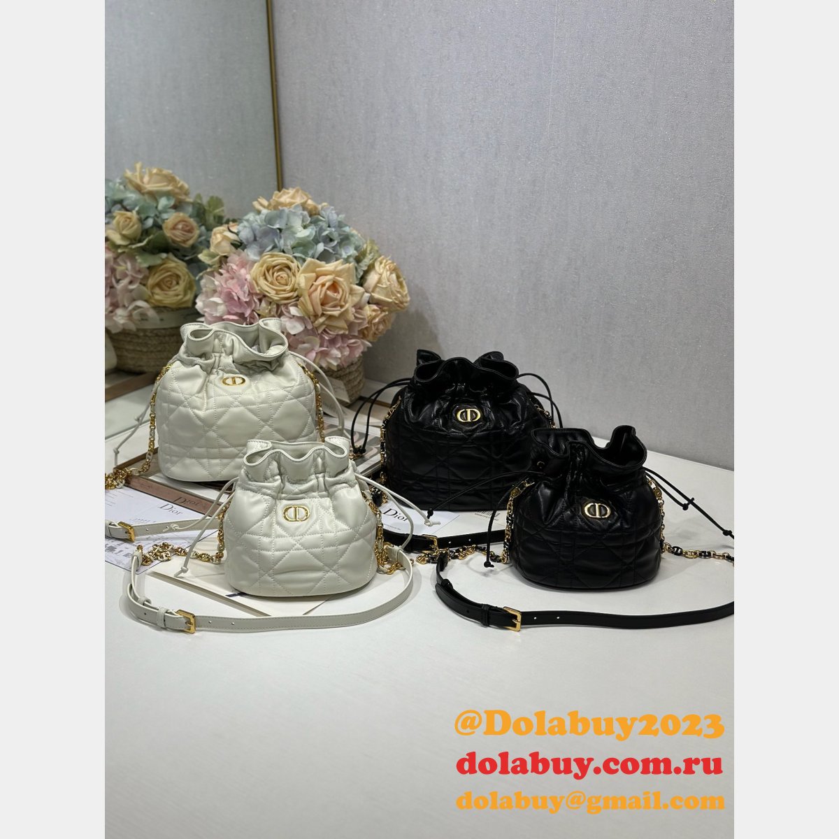 Top Quality Dior Montaigne Drawstring Bucket Bag Small/Mini