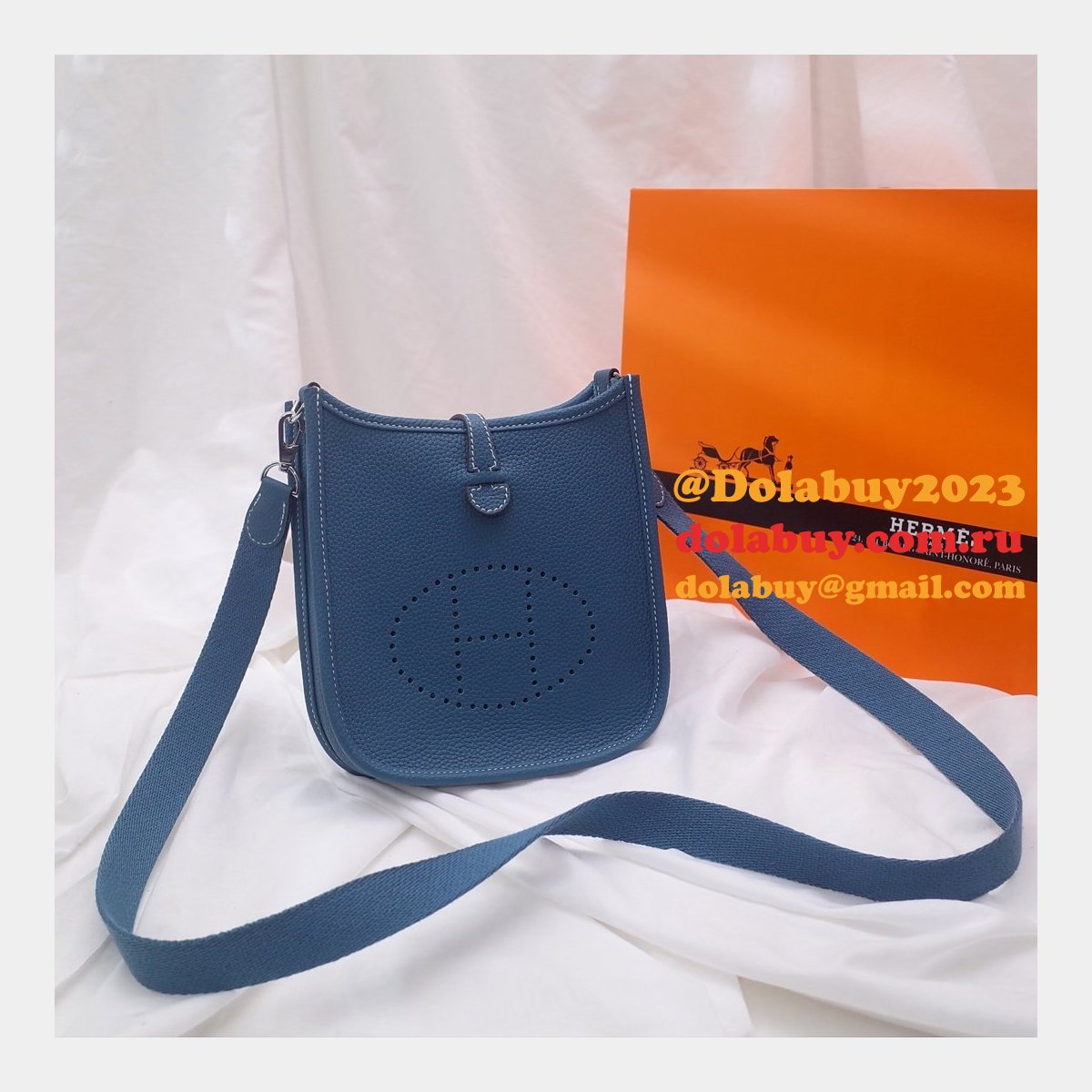 Cheap High Quality Replica Hermes Evelyne For Blue Sale