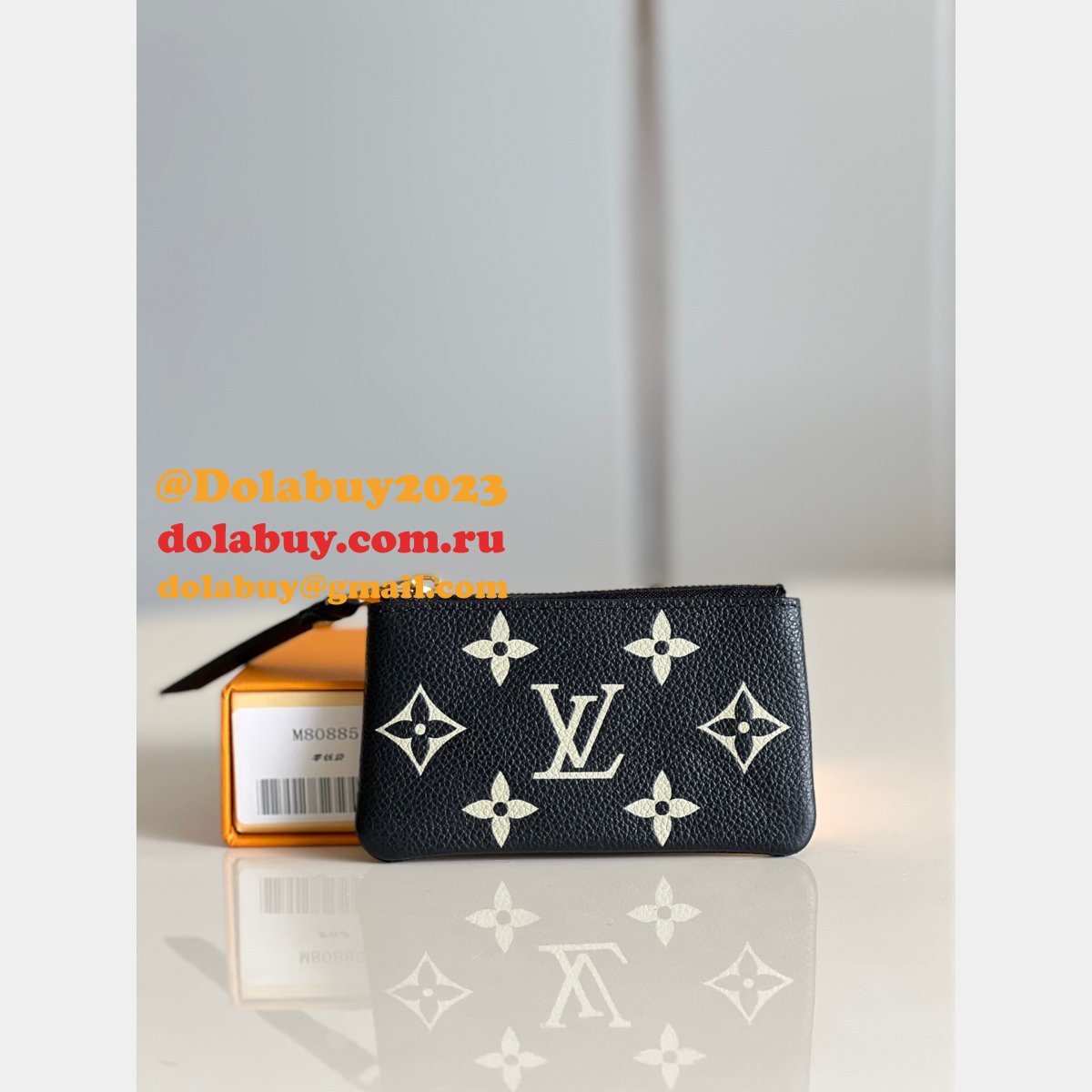 Louis Vuitton Knockoff M80885 Sale Key Pouch Monogram Empreinte Leather Black